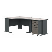 Bush Business Furniture Series A 48W Corner Desk with 36W Return and Mobile File Cabinet in Slate and White Spectrum - 82.76" Width x 47.17" Depth x 29.66" Height