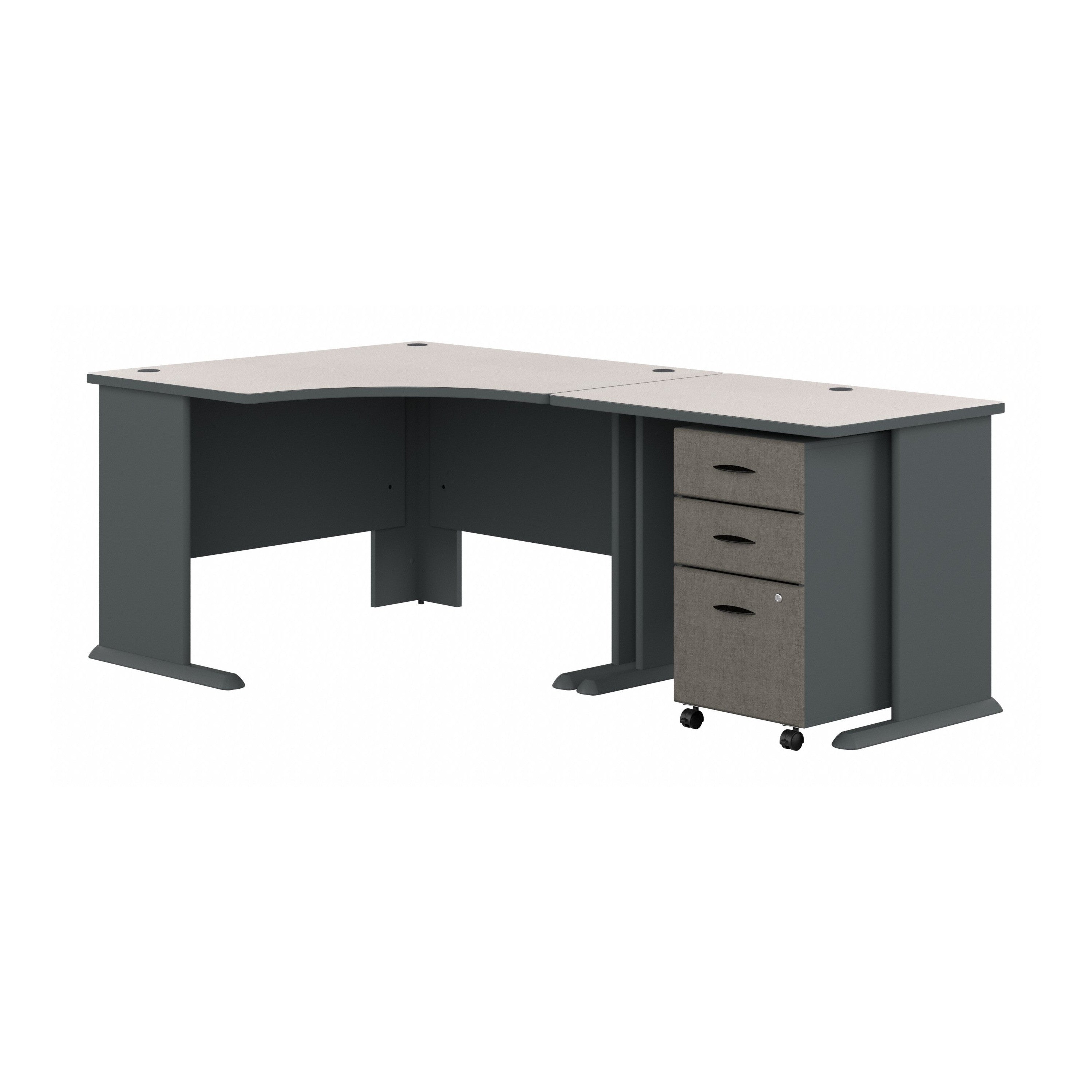 Bush Business Furniture Series A 48W Corner Desk with 36W Return and Mobile File Cabinet in Slate and White Spectrum - 82.76" Width x 47.17" Depth x 29.66" Height