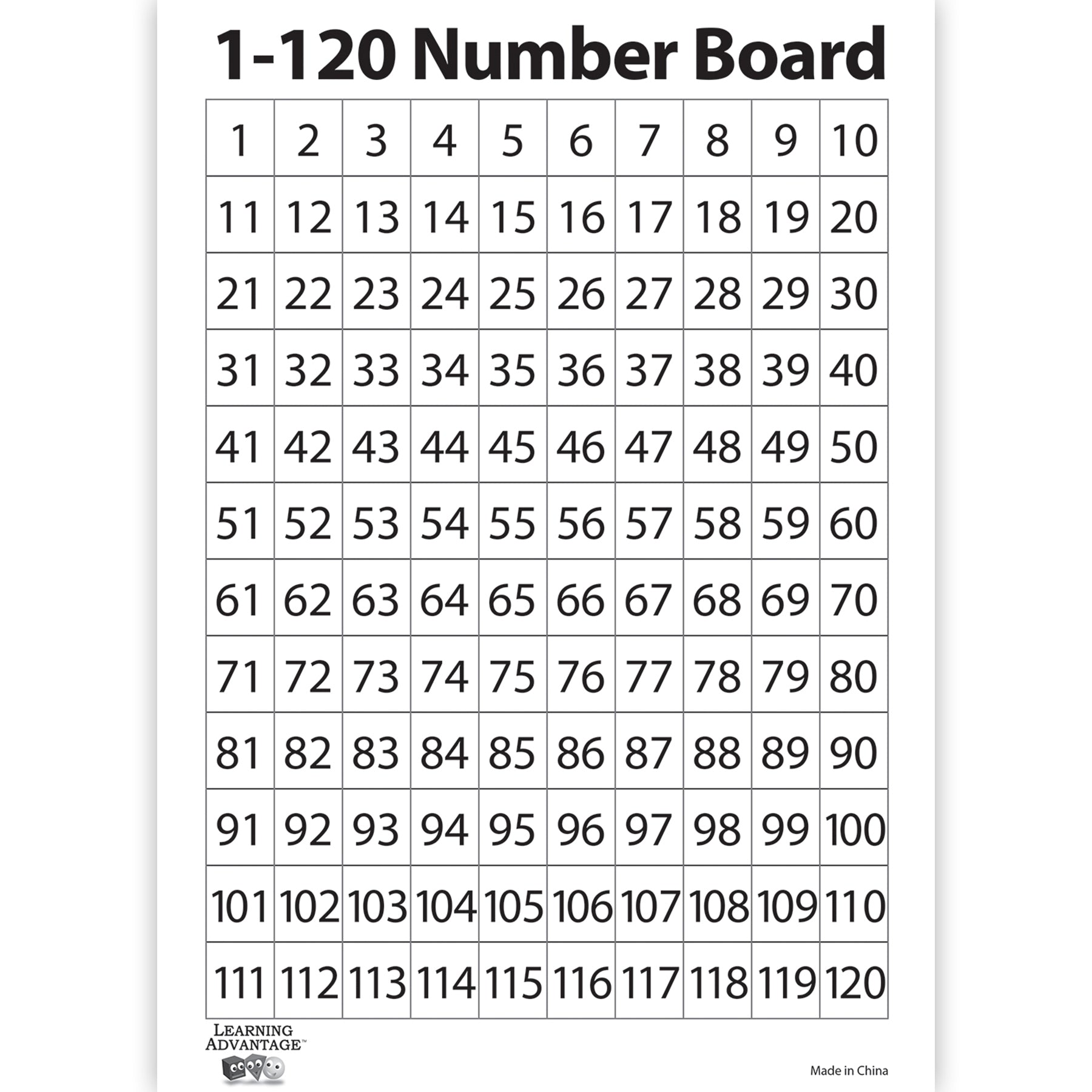 1-120 Number Dry Erase Boards, Set of 10