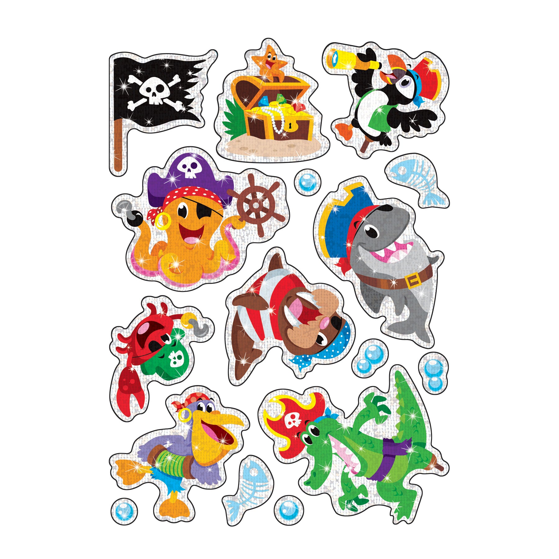 Fish Pirates & Crew Sparkle Stickers®, 32 Count
