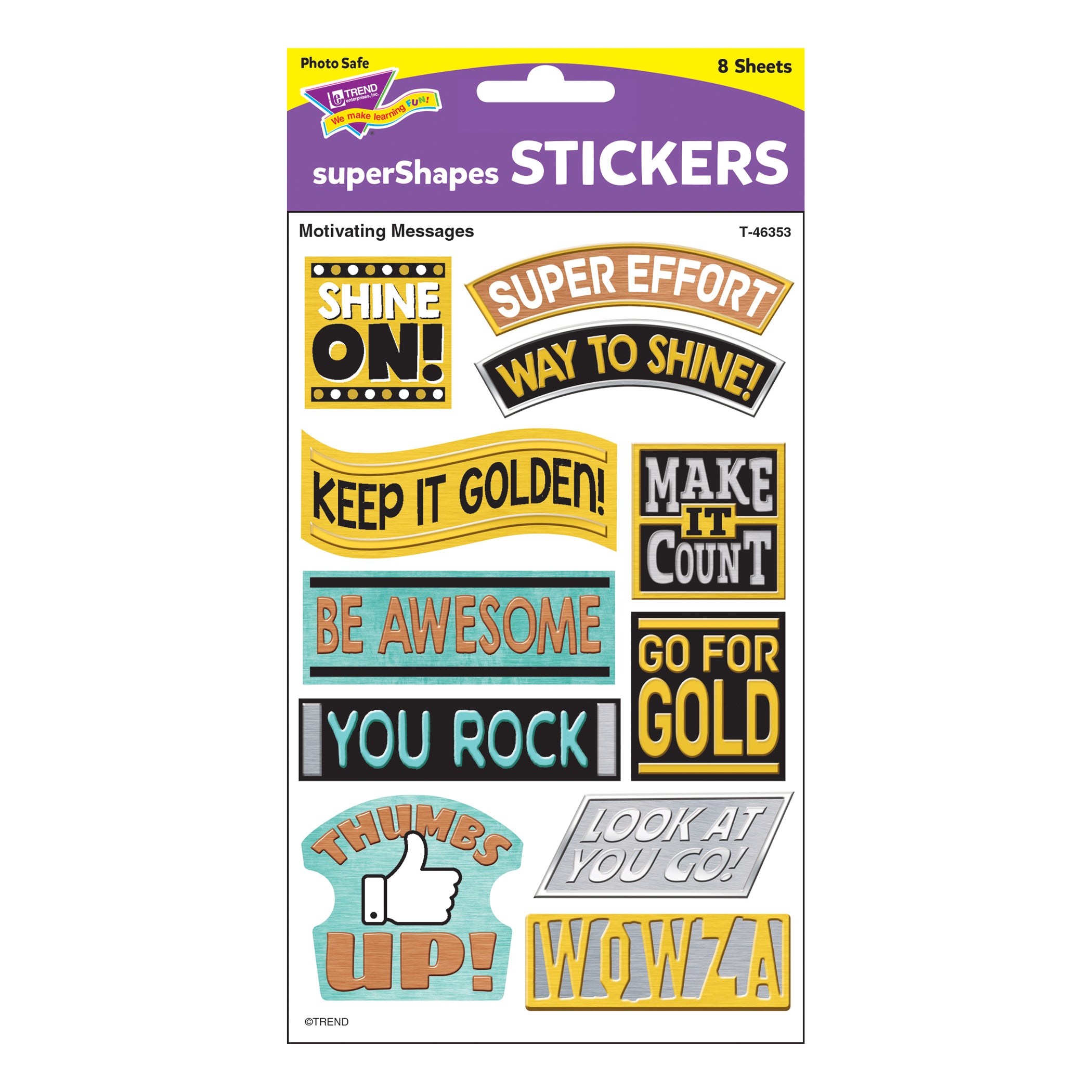 I ♥ Metal Motivating Messages superShapes Stickers - Large, 88 Count