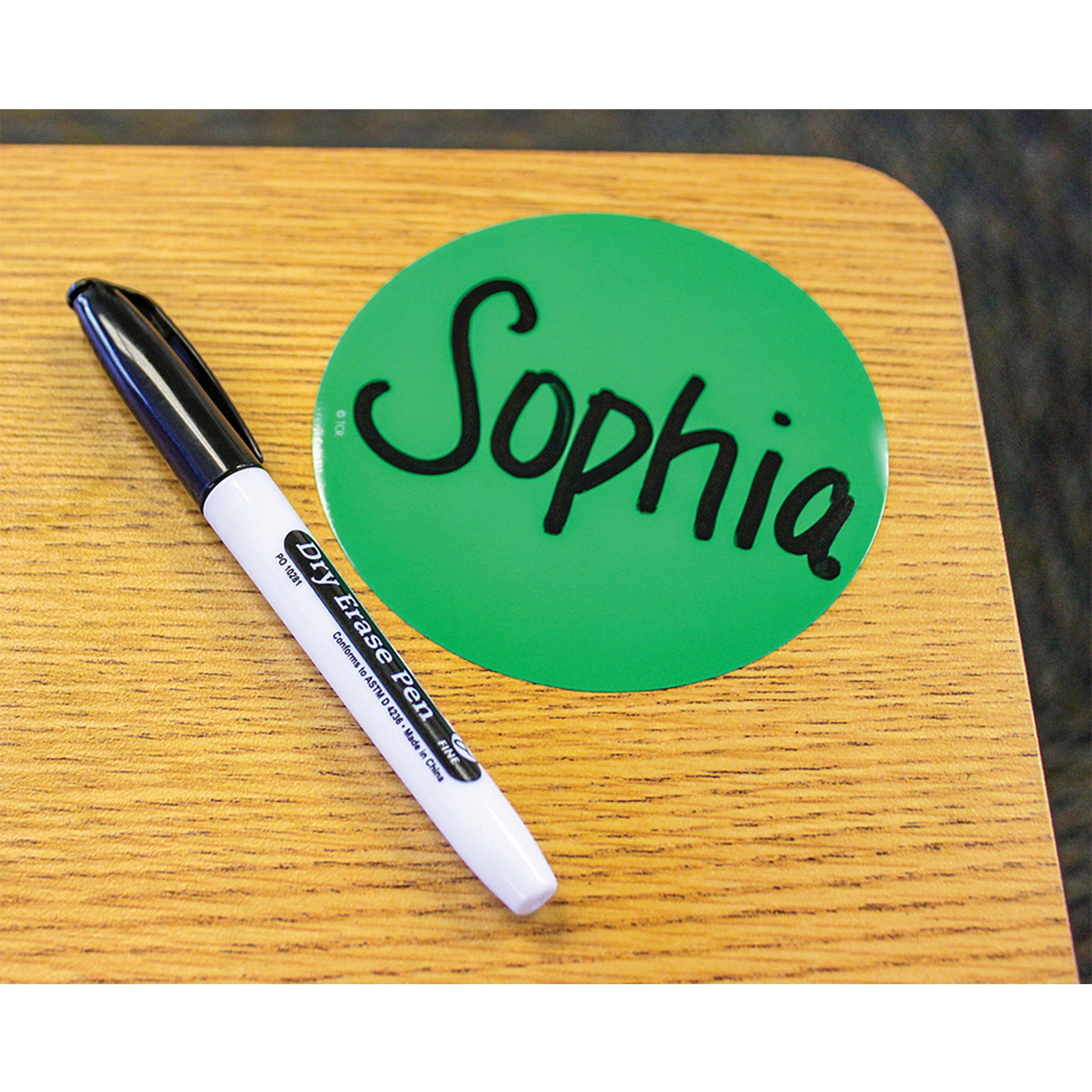Spot On® Dry-Erase Desktop Writing Spots Colorful Circles - 4", Pack of 12