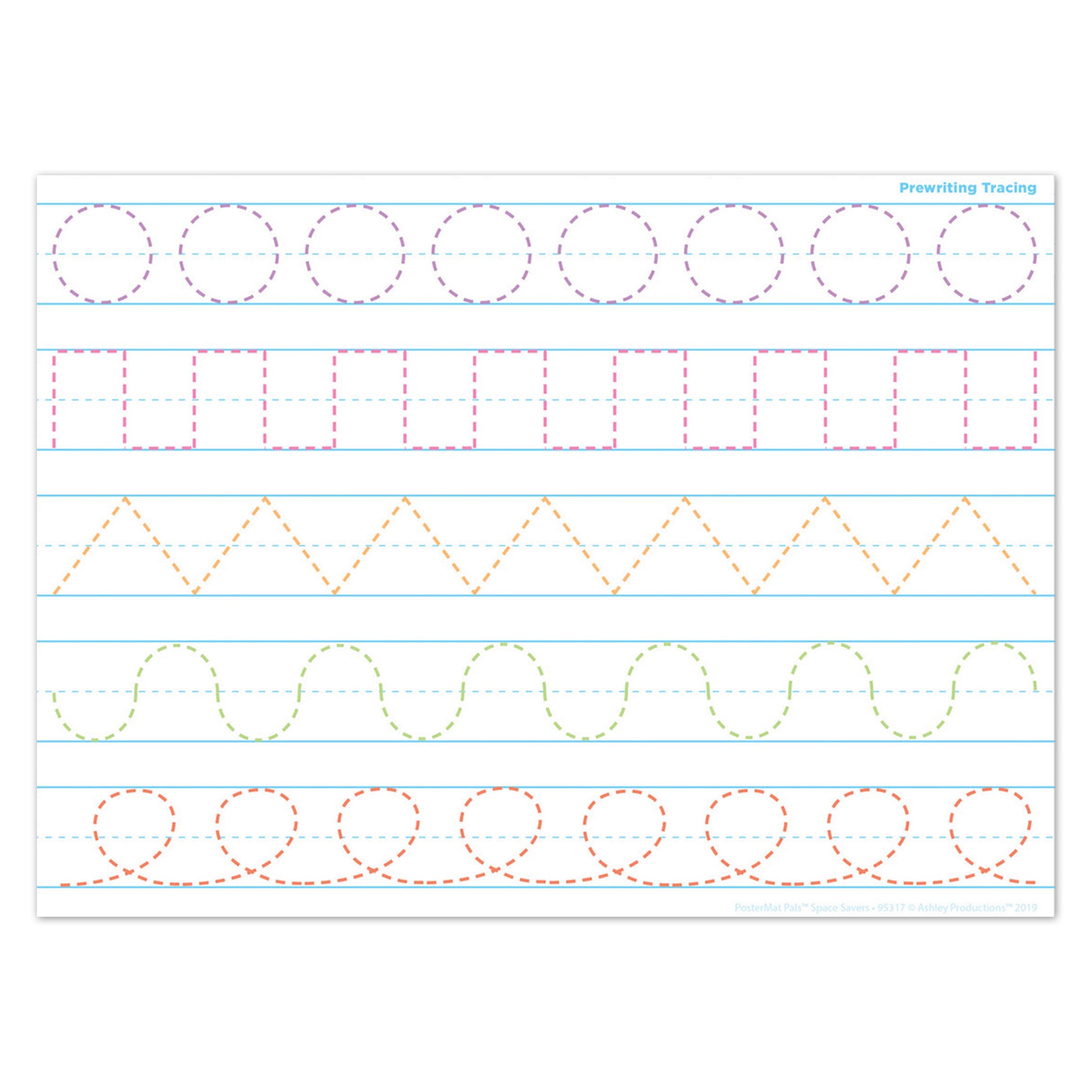 Smart Poly® PosterMat Pals™ Space Savers, 13" x 9-1/2", Prewriting Tracing, Pack of 10