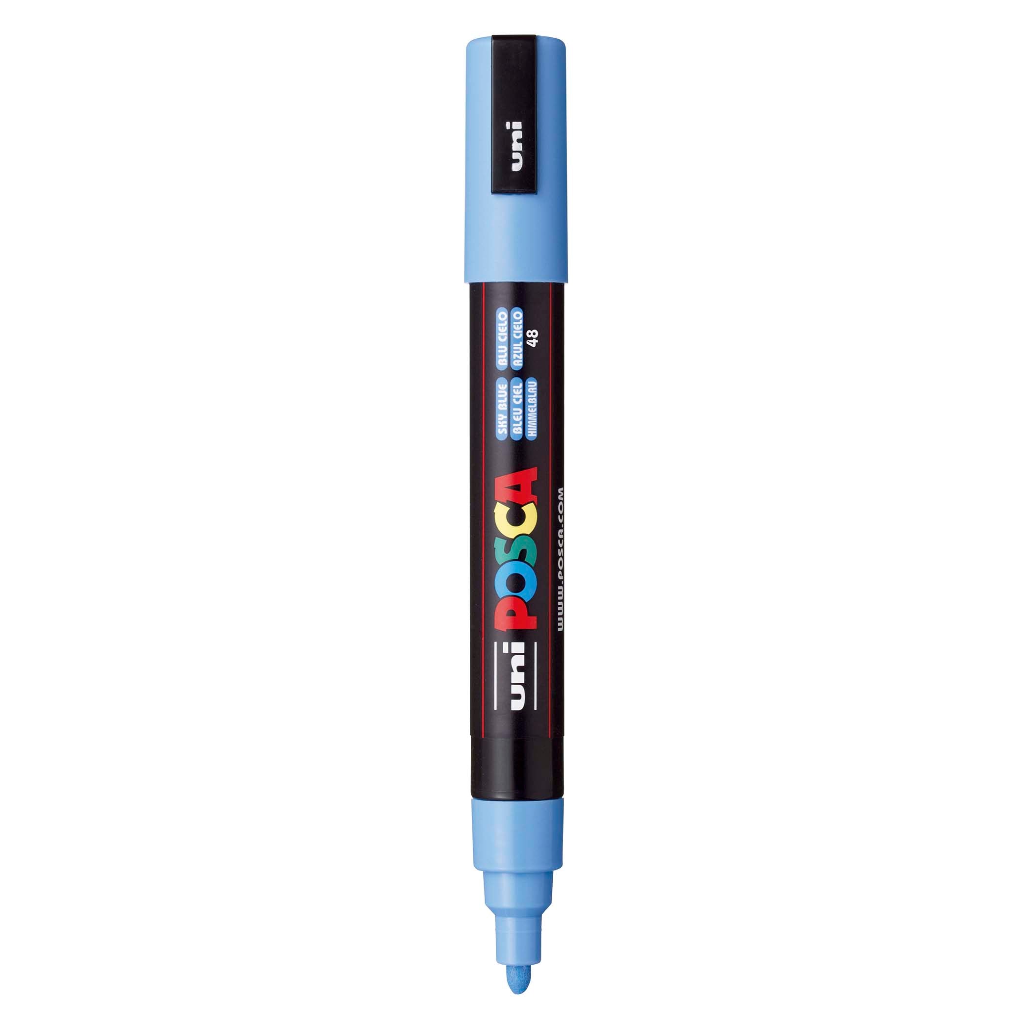 uni® POSCA PC-5M Water-Based Paint Markers, Reversible Medium Tip (1.8-2.5mm), Sky Blue