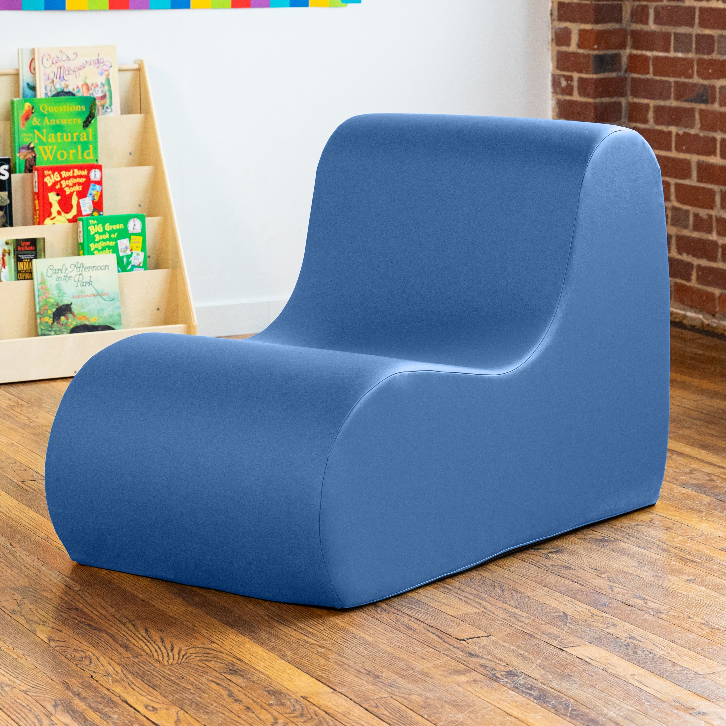 Jaxx Midtown Large Classroom Soft Foam Chair - Premium Vinyl Cover, Royal Blue