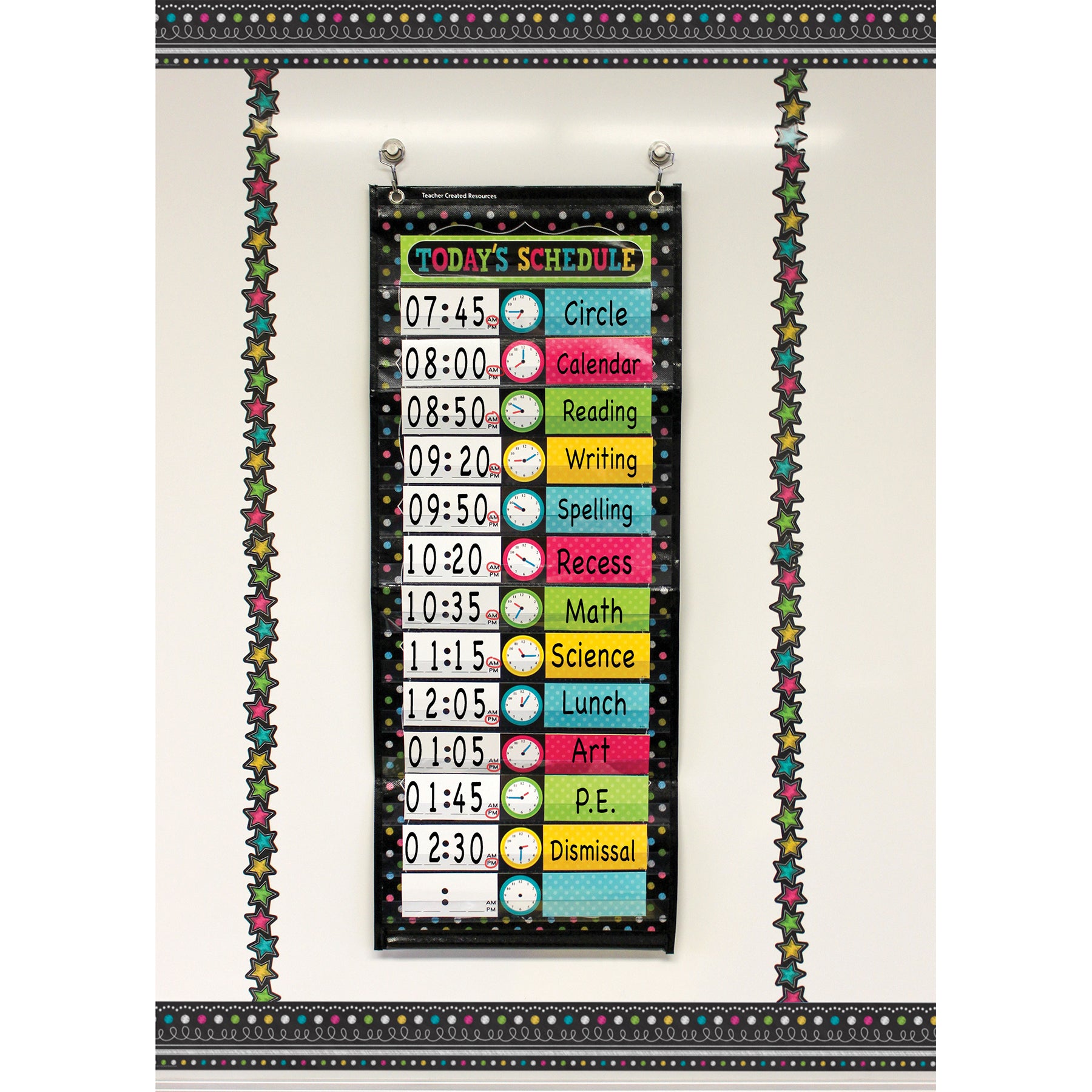 Chalkboard Brights 14 Pocket Daily Schedule Pocket Chart (13" x 34")