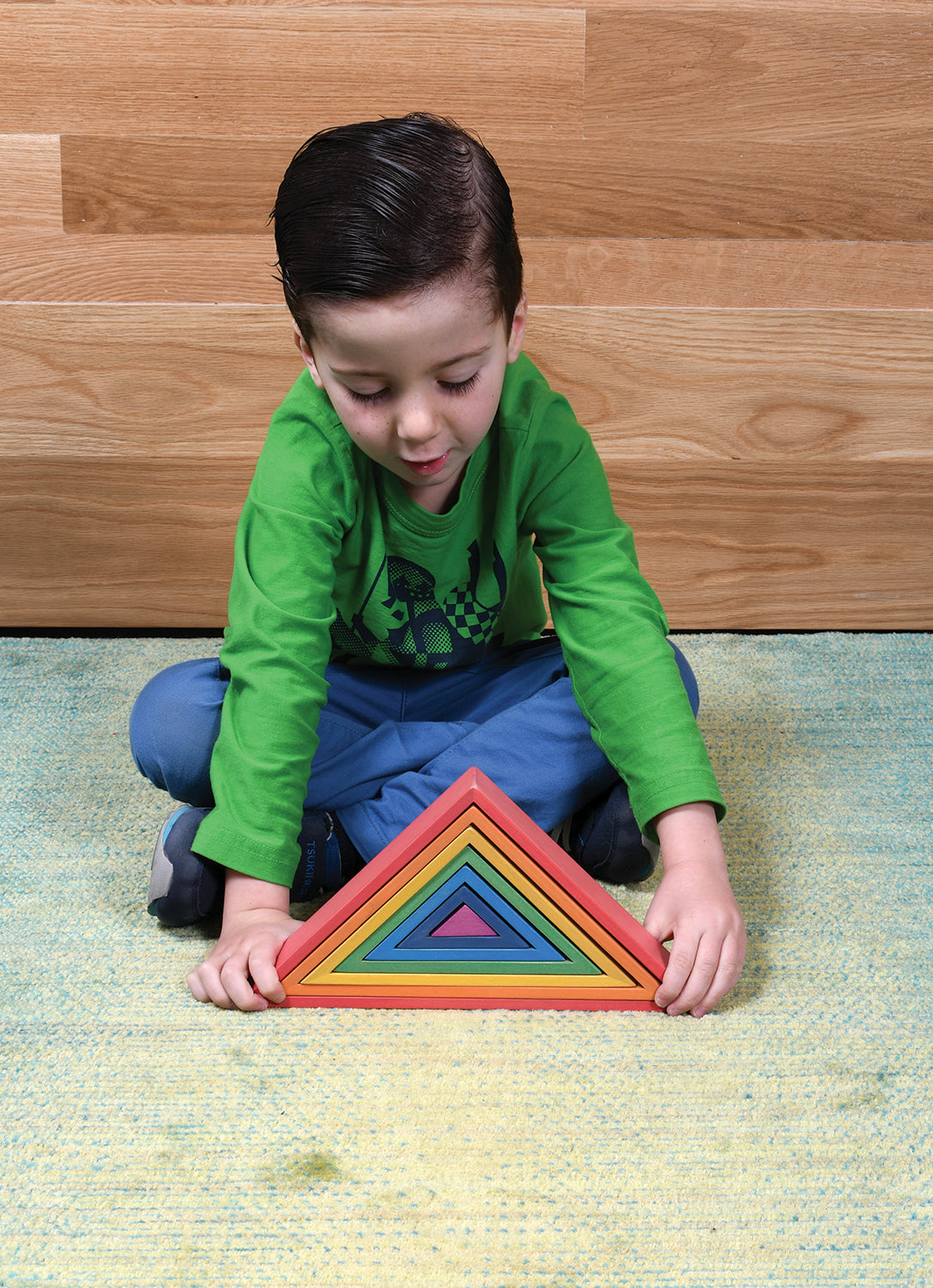 Wooden Rainbow Architect Triangles - Set of 7