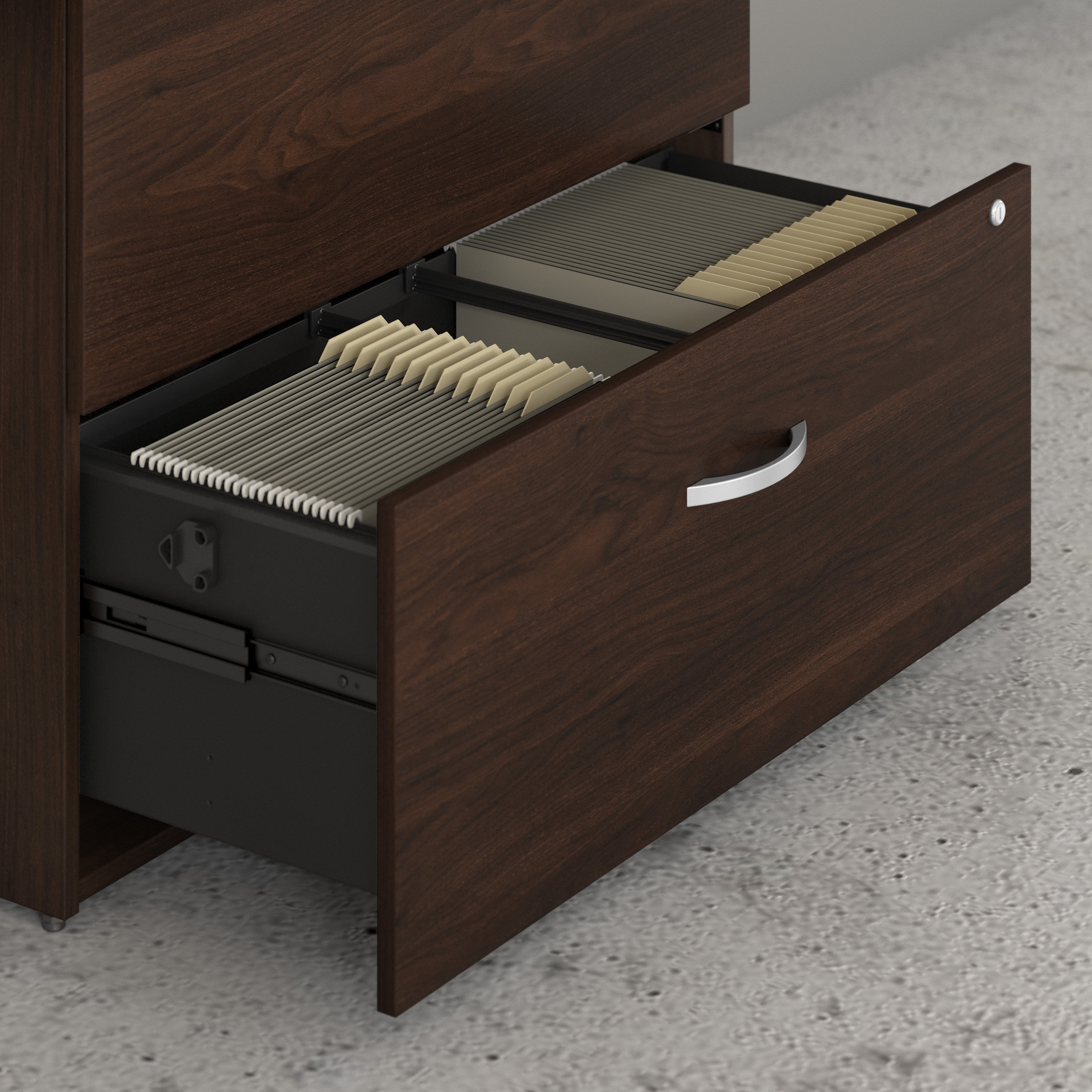 Bush Business Furniture Studio C 2 Drawer Lateral File Cabinet in Black Walnut - 35.67" Width x 23.35" Depth x 29.84" Height
