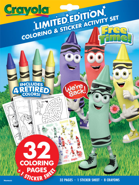 Crayola Retired Colors Coloring & Activity Set, Retired Crayons & Stickers, 32 Pgs, Gift for Kids Ages 3+