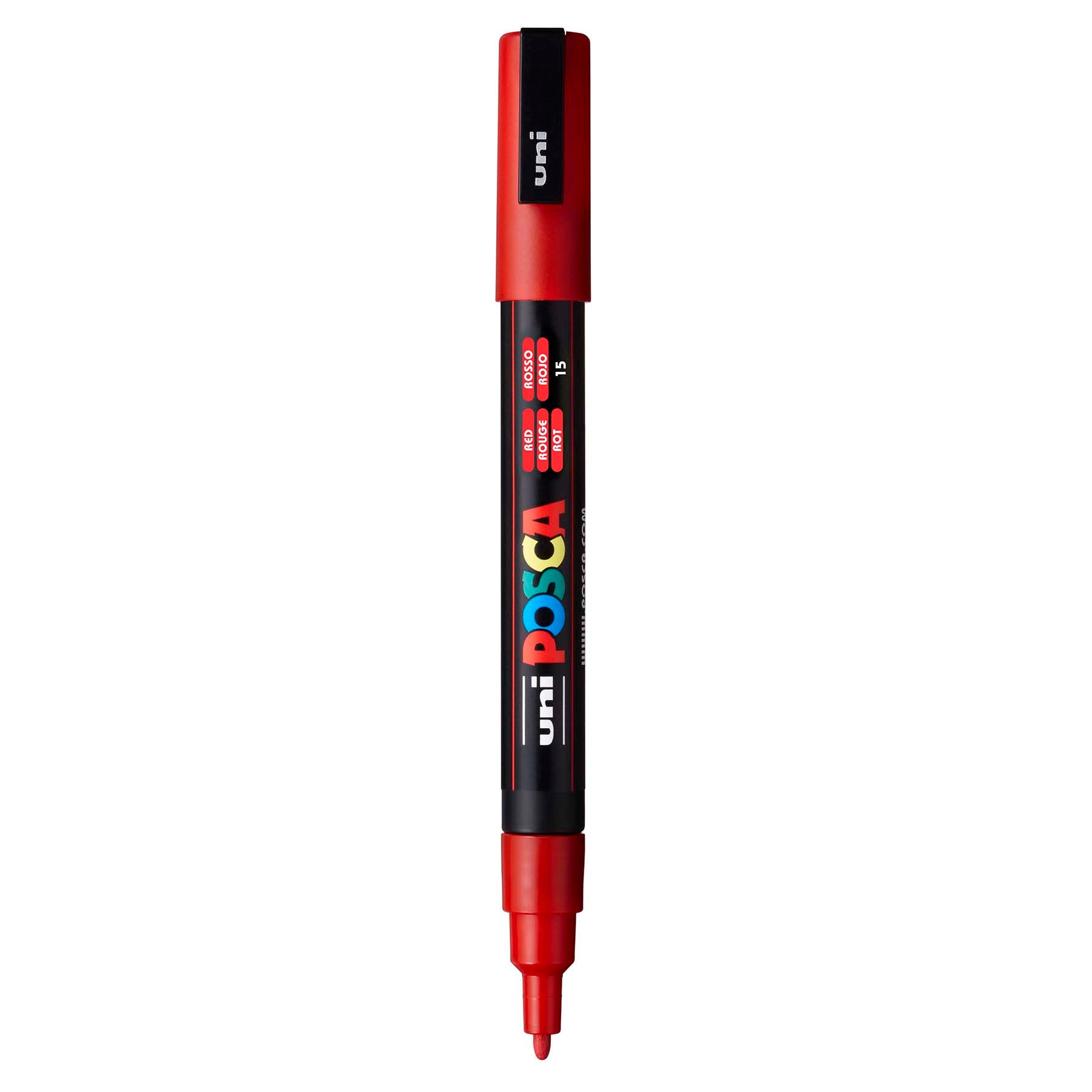 uni® POSCA PC-3M Water-Based Paint Markers, Reversible Fine Tip (0.9-1.3mm), Red