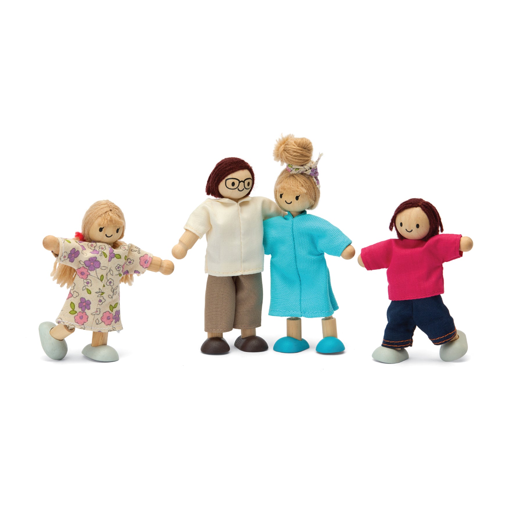 Wooden Doll Family - Light Skin Tone & Brown Hair