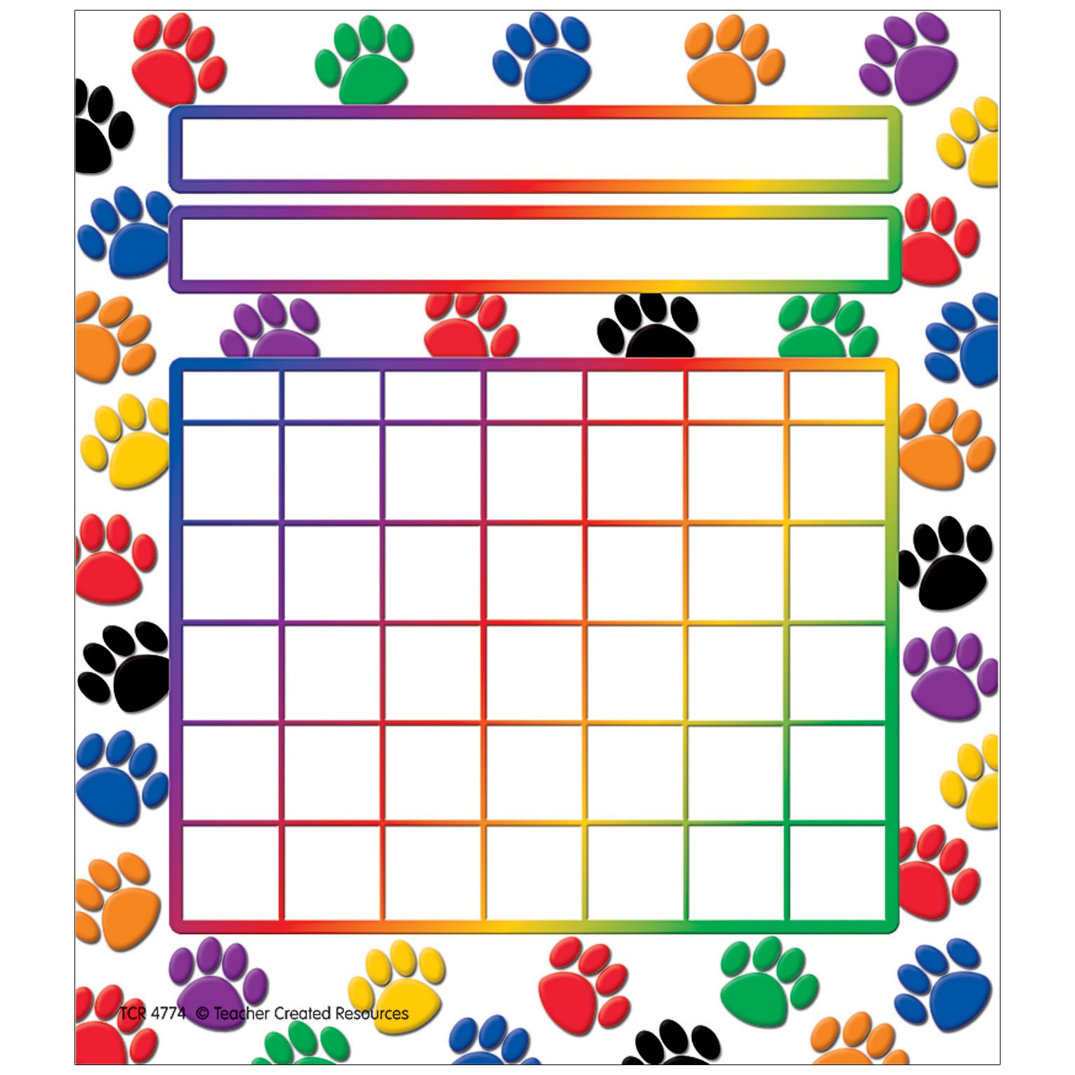 Colorful Paw Prints Incentive Charts