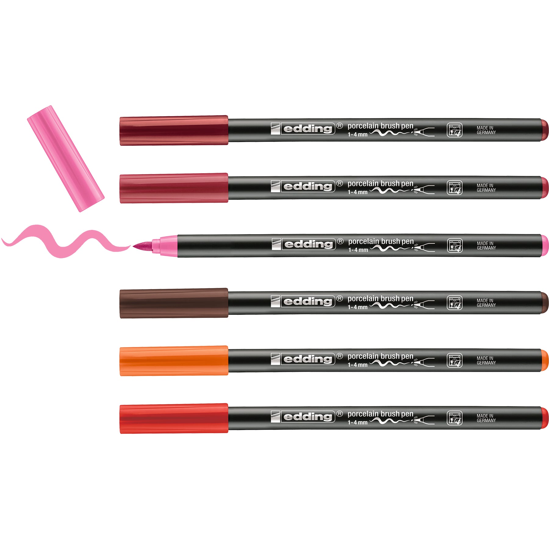 edding 4200 Porcelain Brush Pen - Set of 6 - Warm