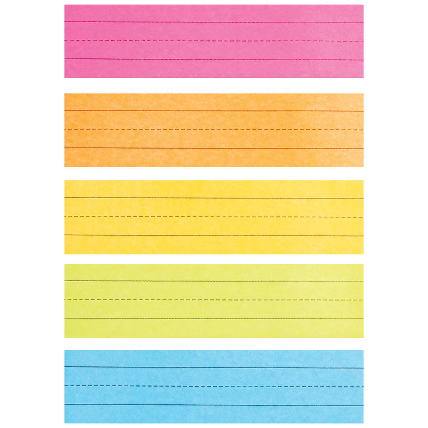 Mini Sentence Strips, 5 Assorted Colors, 1-1/2" x 3/4" Ruled, 3" x 12", 100 Strips
