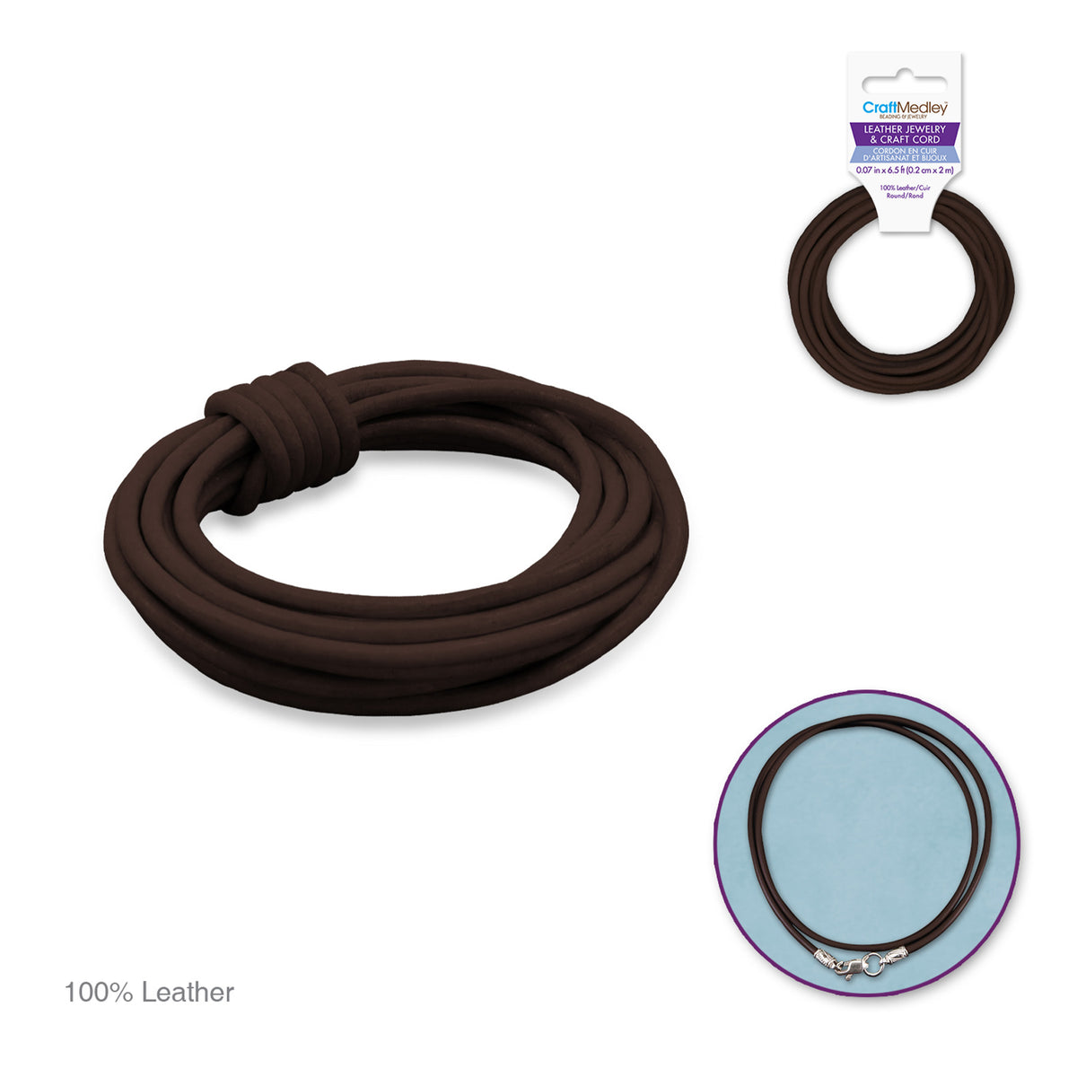 DKBRN LEATHER CRAFT CORD 2MM RND 2M