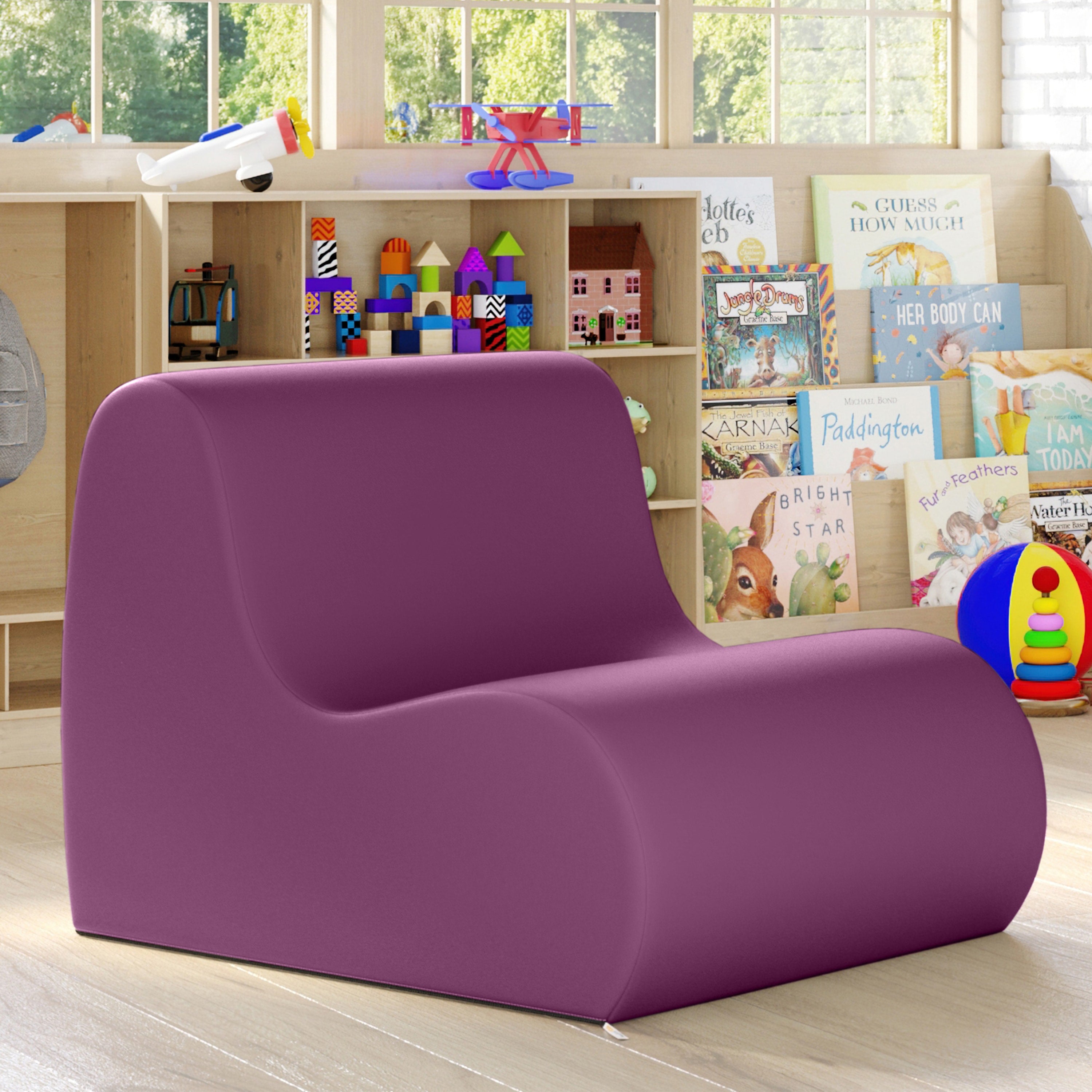 Jaxx Midtown Medium Classroom Soft Foam Chair - Premium Vinyl Cover - Purple