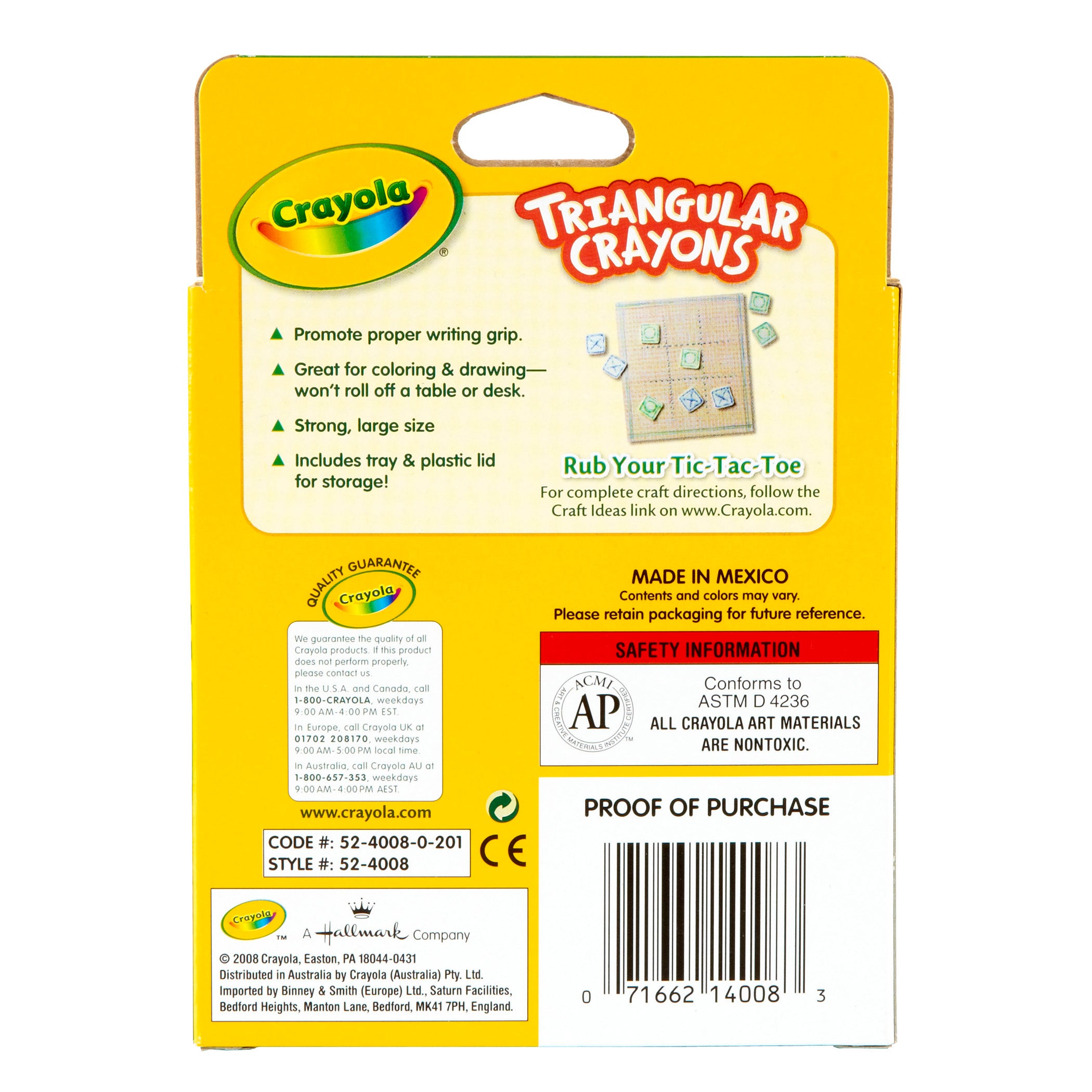 Triangular Anti-Roll Crayons, 8 Colors
