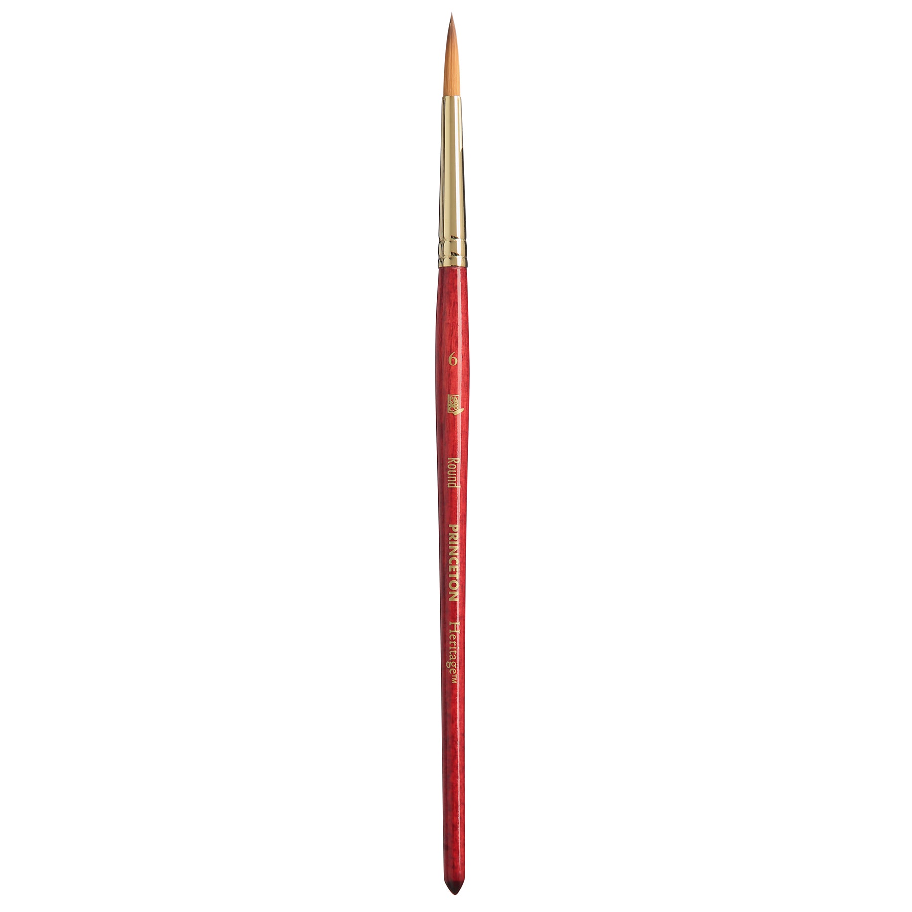 Heritage Round Brush, Synthetic Bristles, Short Handle Watercolor Paintbrush, Scarlet, Size 6, 1 Count