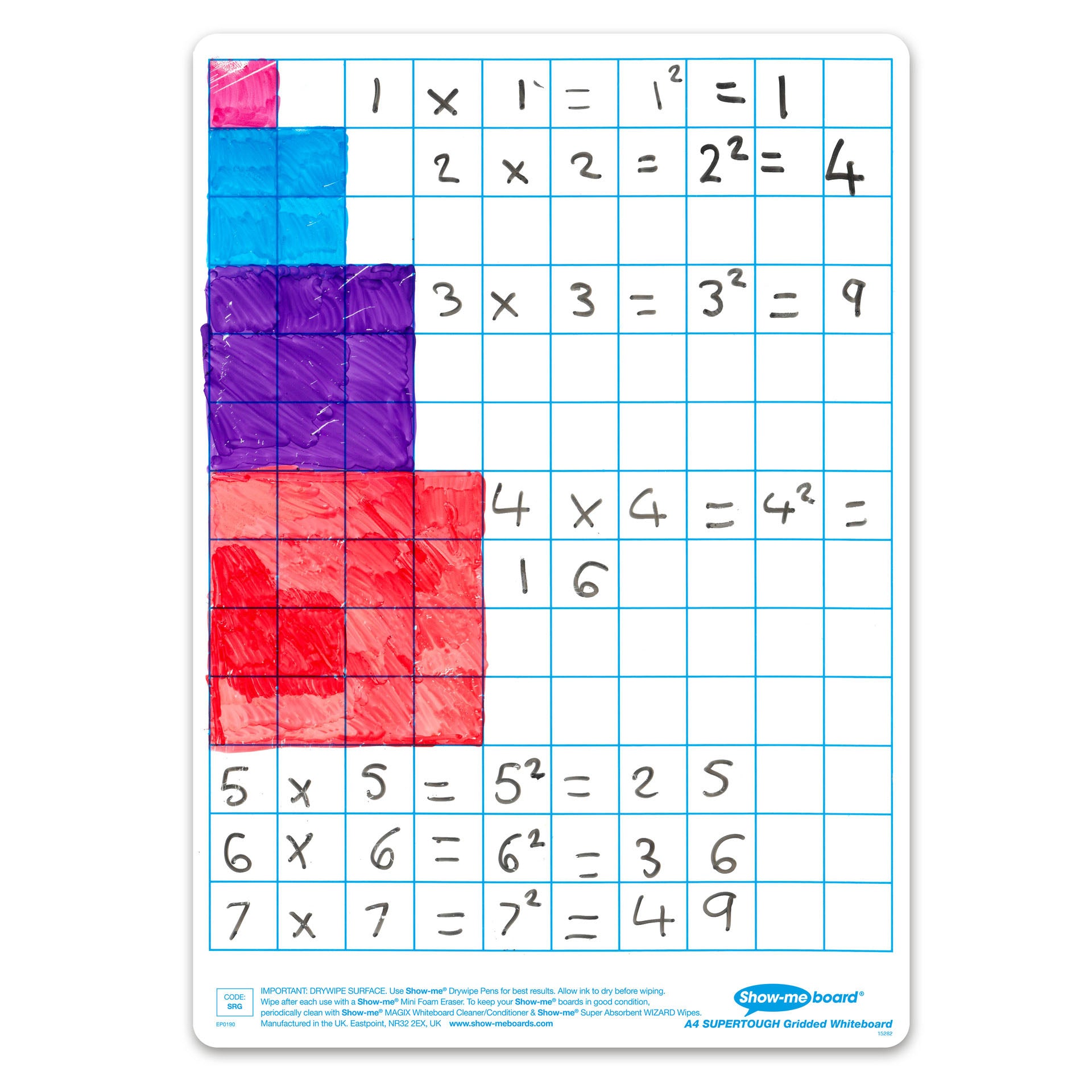Bulk Box of 100 x Gridded/Plain SUPERTOUGH 8" x 12" Lapboards, with Pens, Erasers, Cleaner