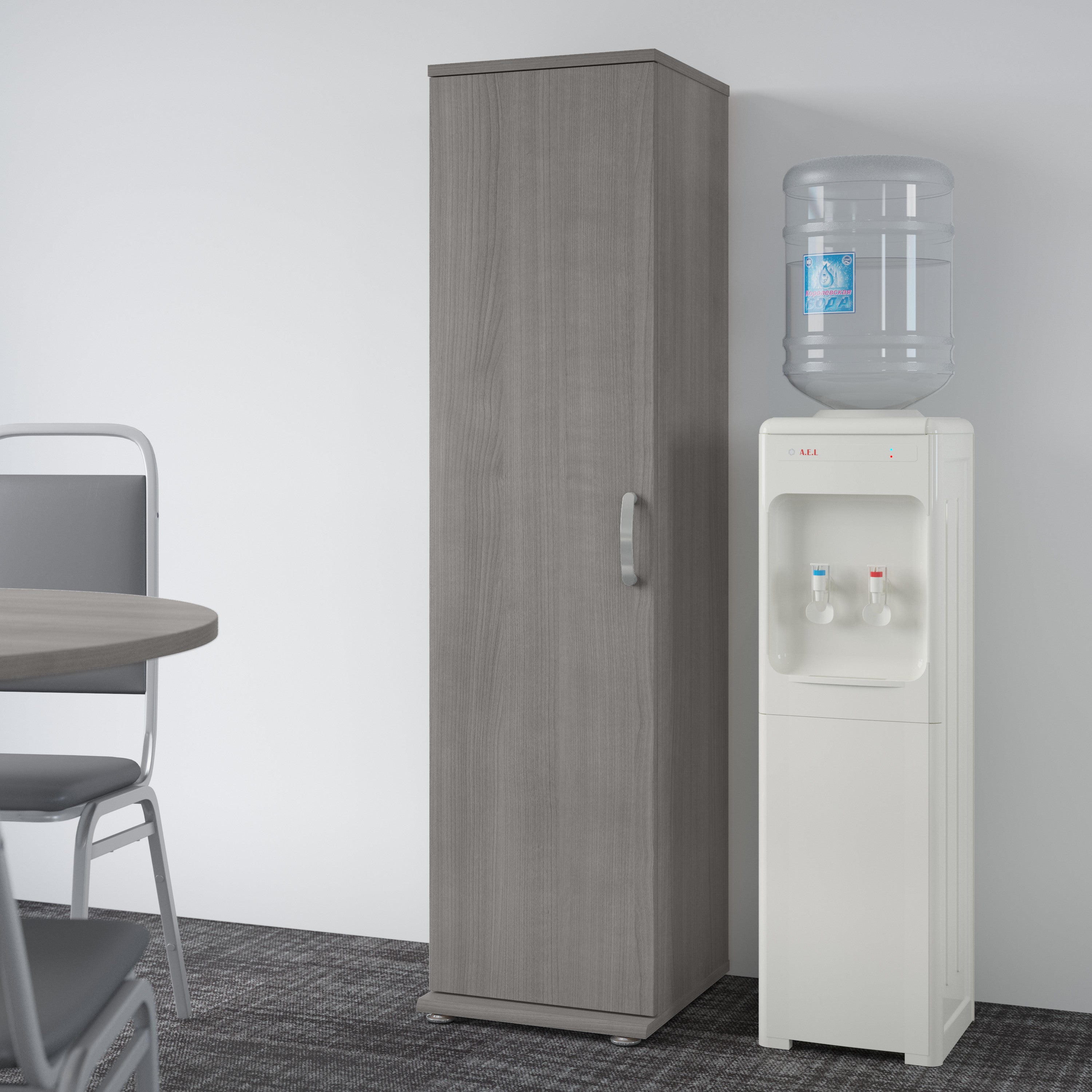 Bush Business Furniture Universal Tall Narrow Storage Cabinet with Door and Shelves in Platinum Gray - 15.67" Width x 17.2" Depth x 61.81" Height
