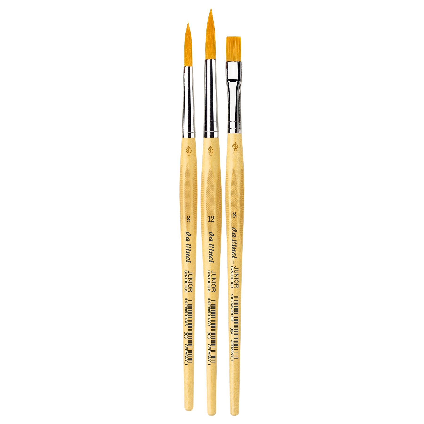 JUNIOR Synthetics Student Brushes, Synthetic, Acrylic & Tempera, Assorted, 3 Brush Set
