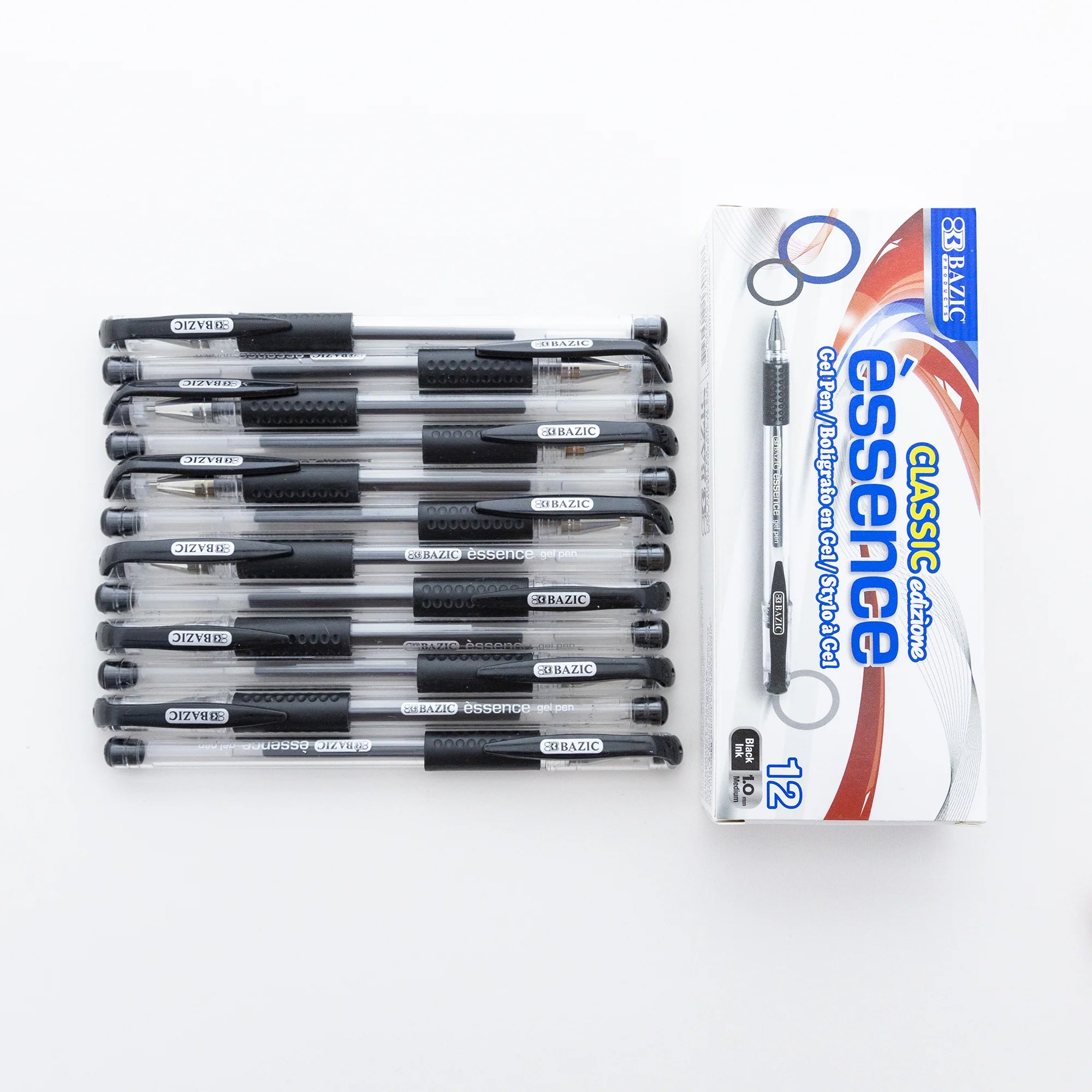 Essence Gel Pen with Cushion Grip, Black, Box of 12