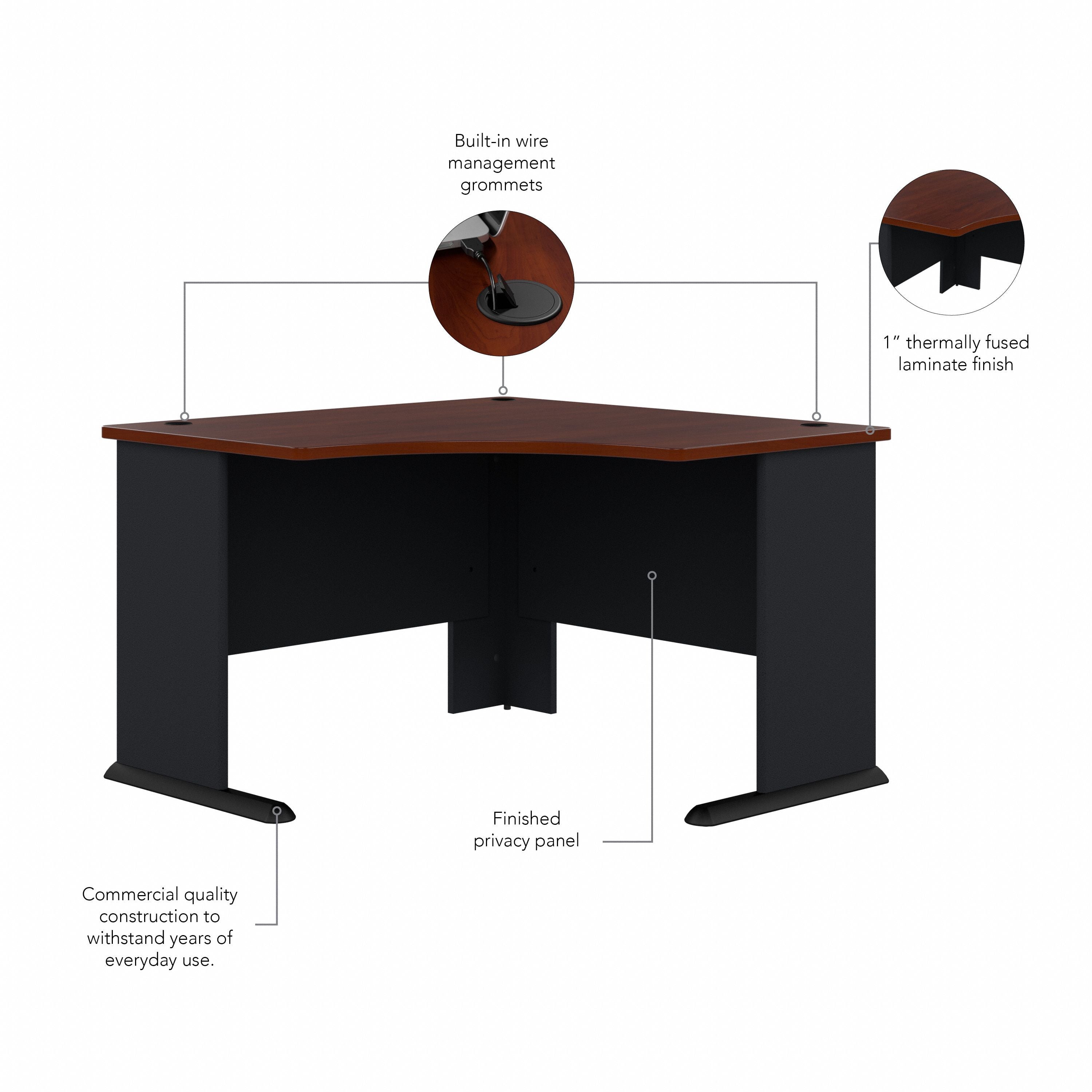 Bush Business Furniture Series A 48W Corner Desk in Hansen Cherry and Galaxy - 47.17" Width x 47.17" Depth x 29.66" Height