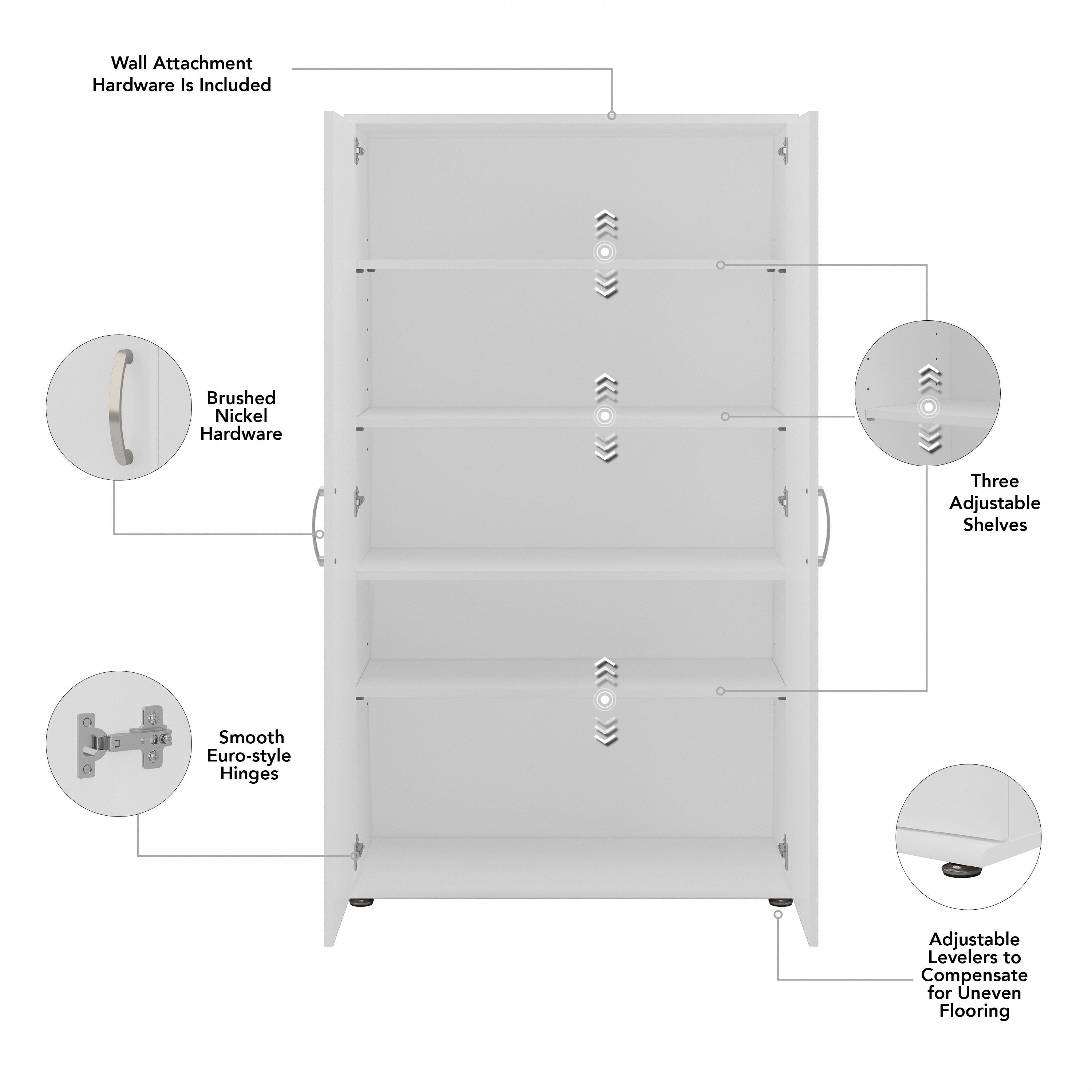 Bush Business Furniture Universal Tall Storage Cabinet with Doors and Shelves in White - 35.71" Width x 17.2" Depth x 61.81" Height