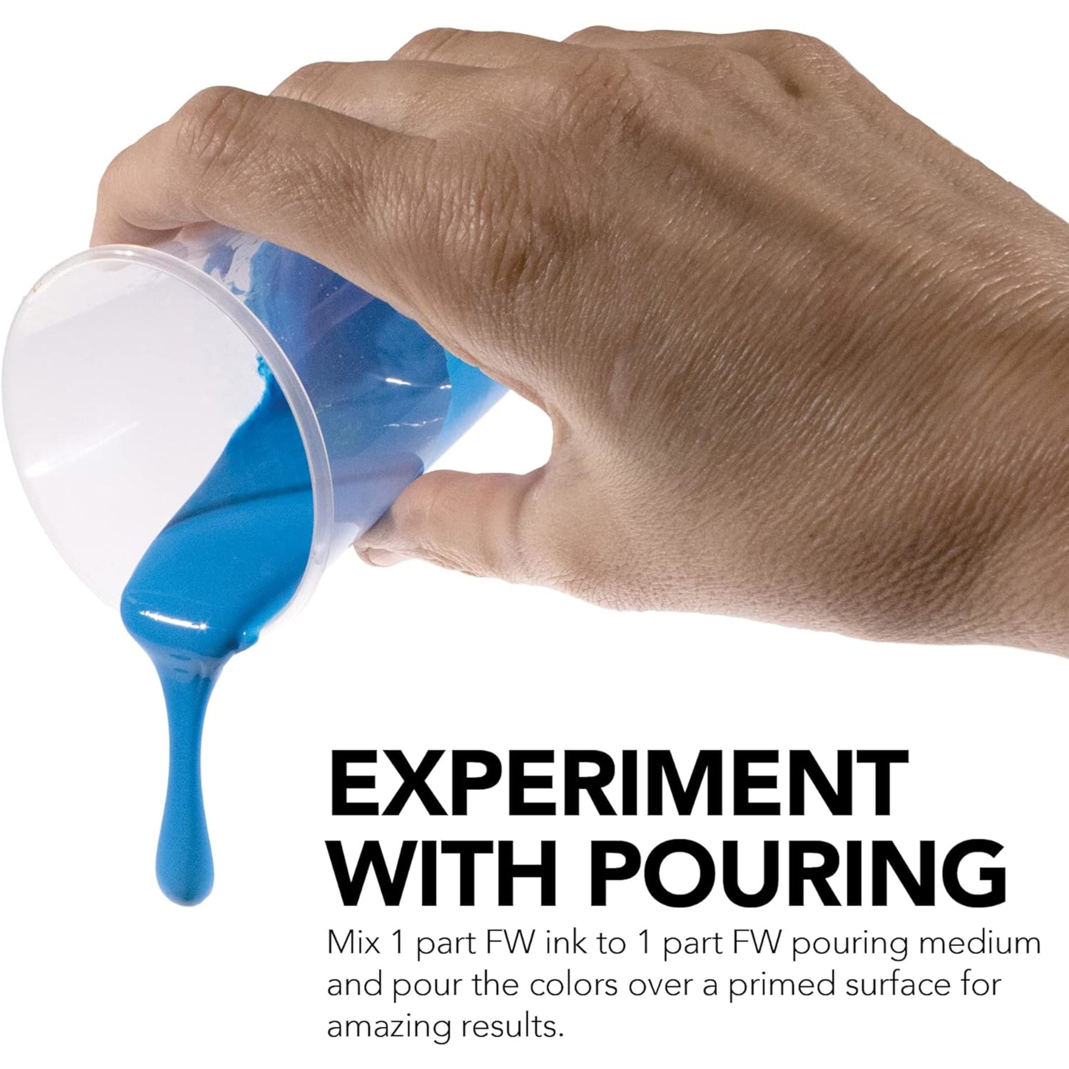 FW Acrylic Ink Pouring Set, Assorted Colors with Pouring Medium, 29.5ml, 4 Pieces