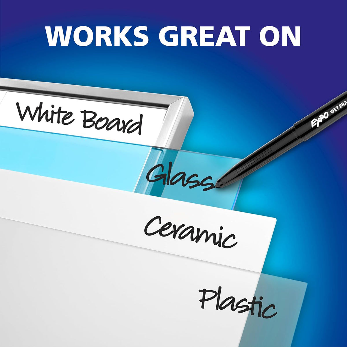 Vis-a-Vis Wet Erase Markers, Fine Point, Blue, 12 Count