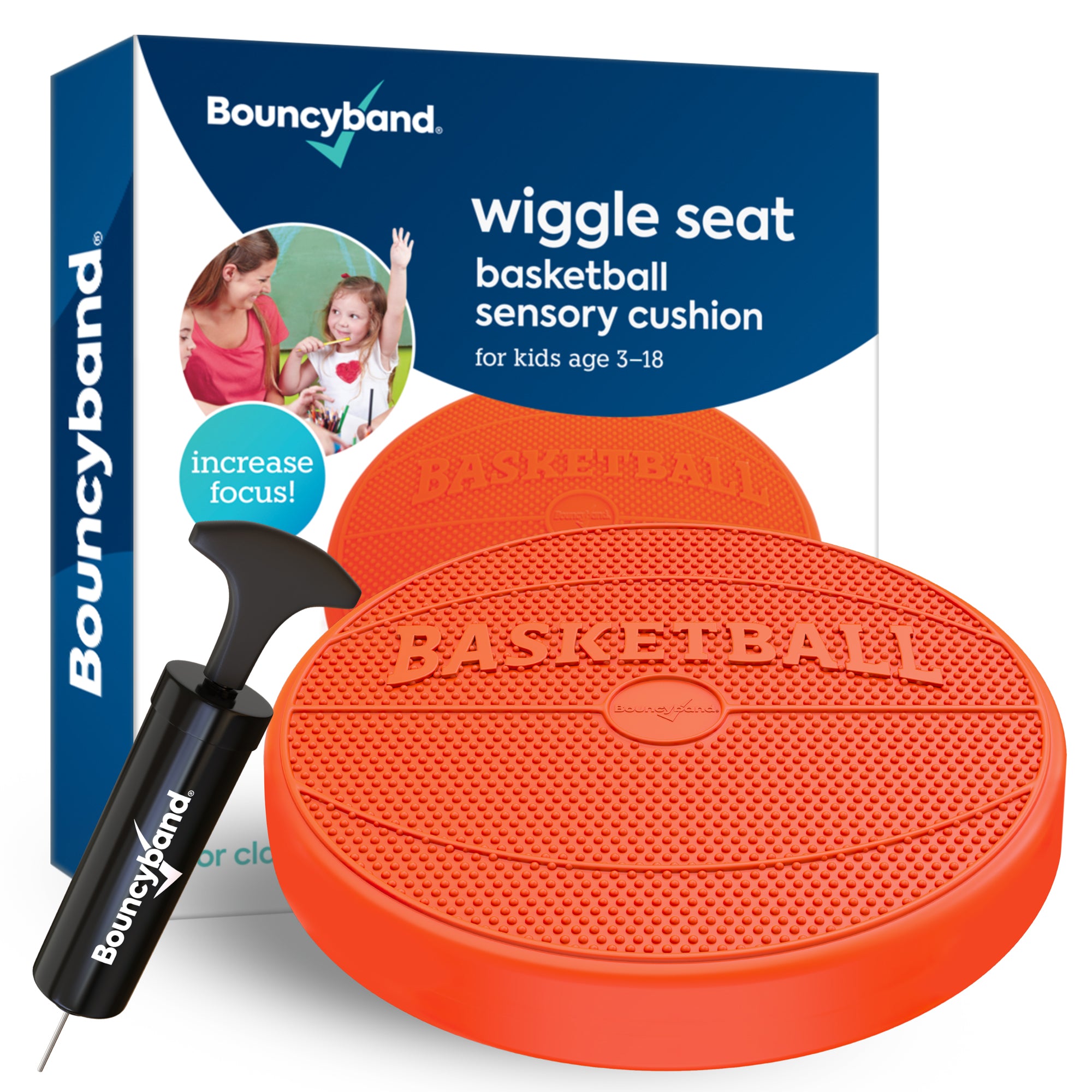 Wiggle Seat Sensory Cushion, Orange Basketball