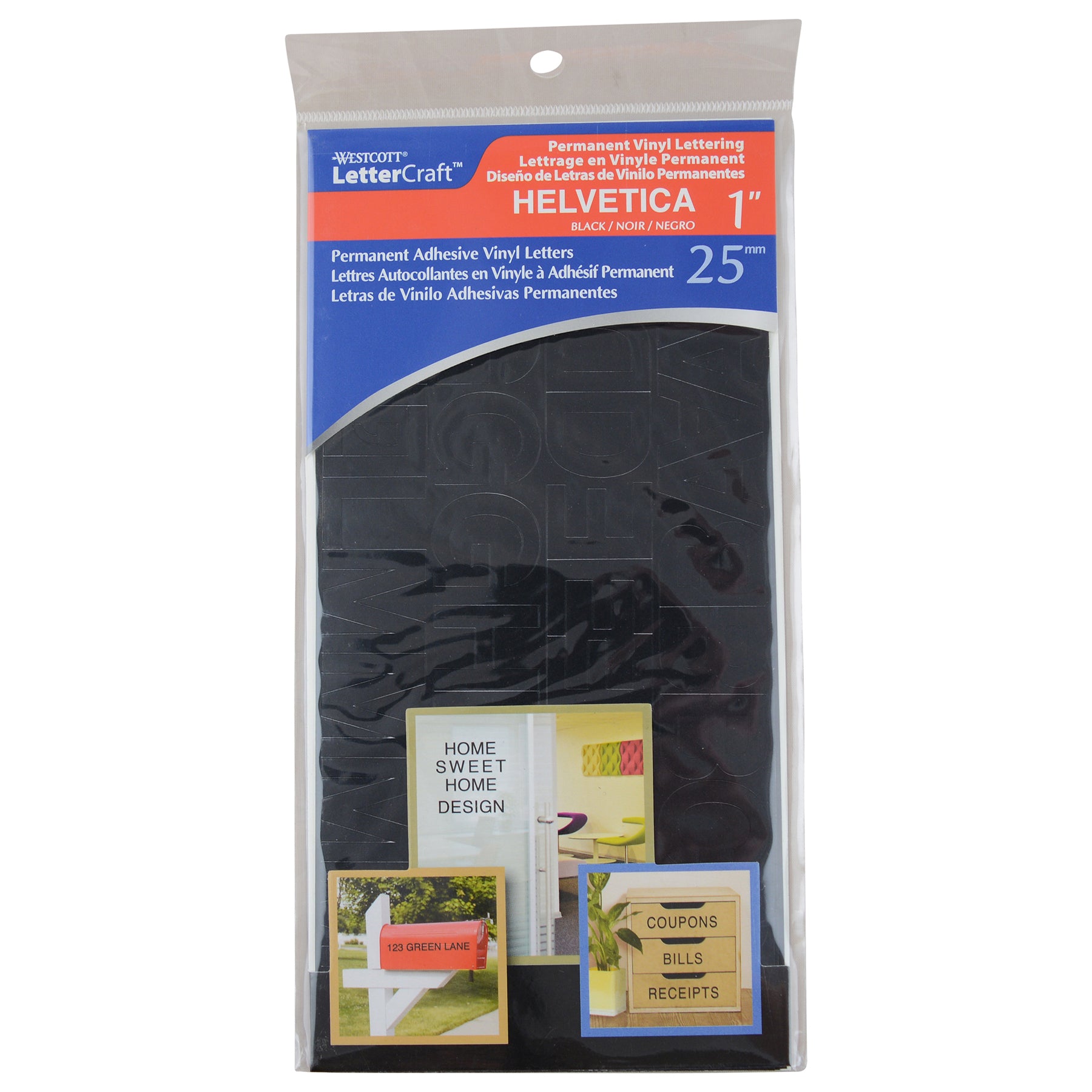 LetterCraft Permanent Vinyl Lettering, Helvetica, 1-Inch, Black