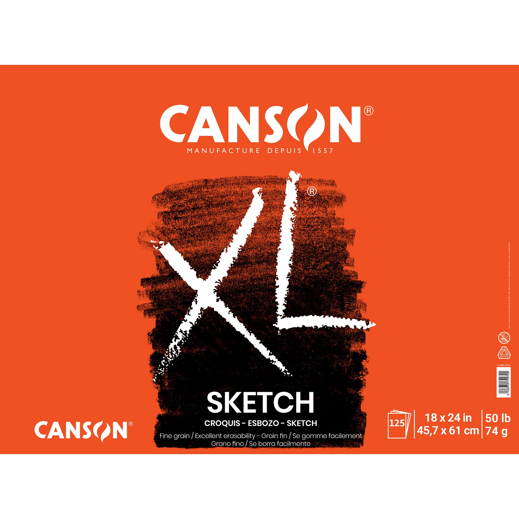 XL Series Sketch Pad, Foldover Binding, 25 Sheet, 18x24 inch, 1 Count