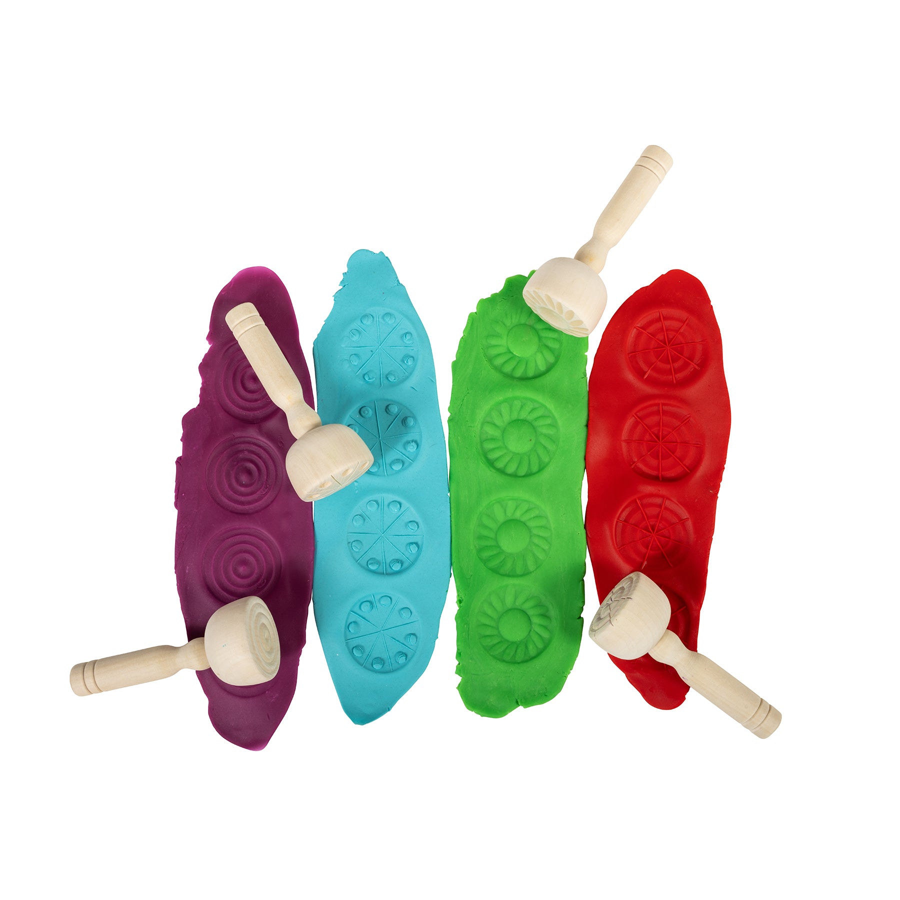 Wooden Dough Stampers, 4 Per Set, 3 Sets