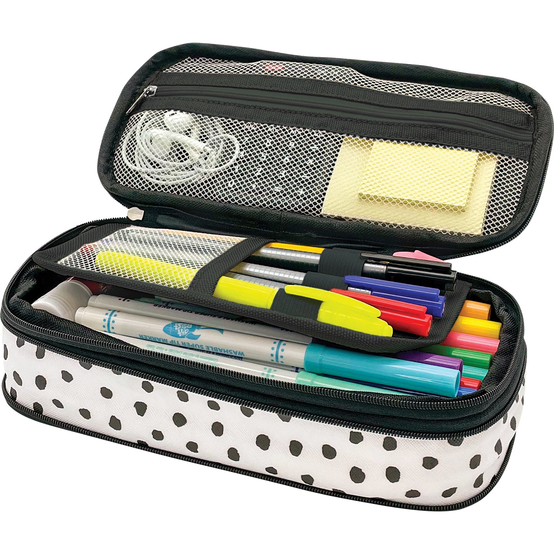 Black Painted Dots on White Pencil Case
