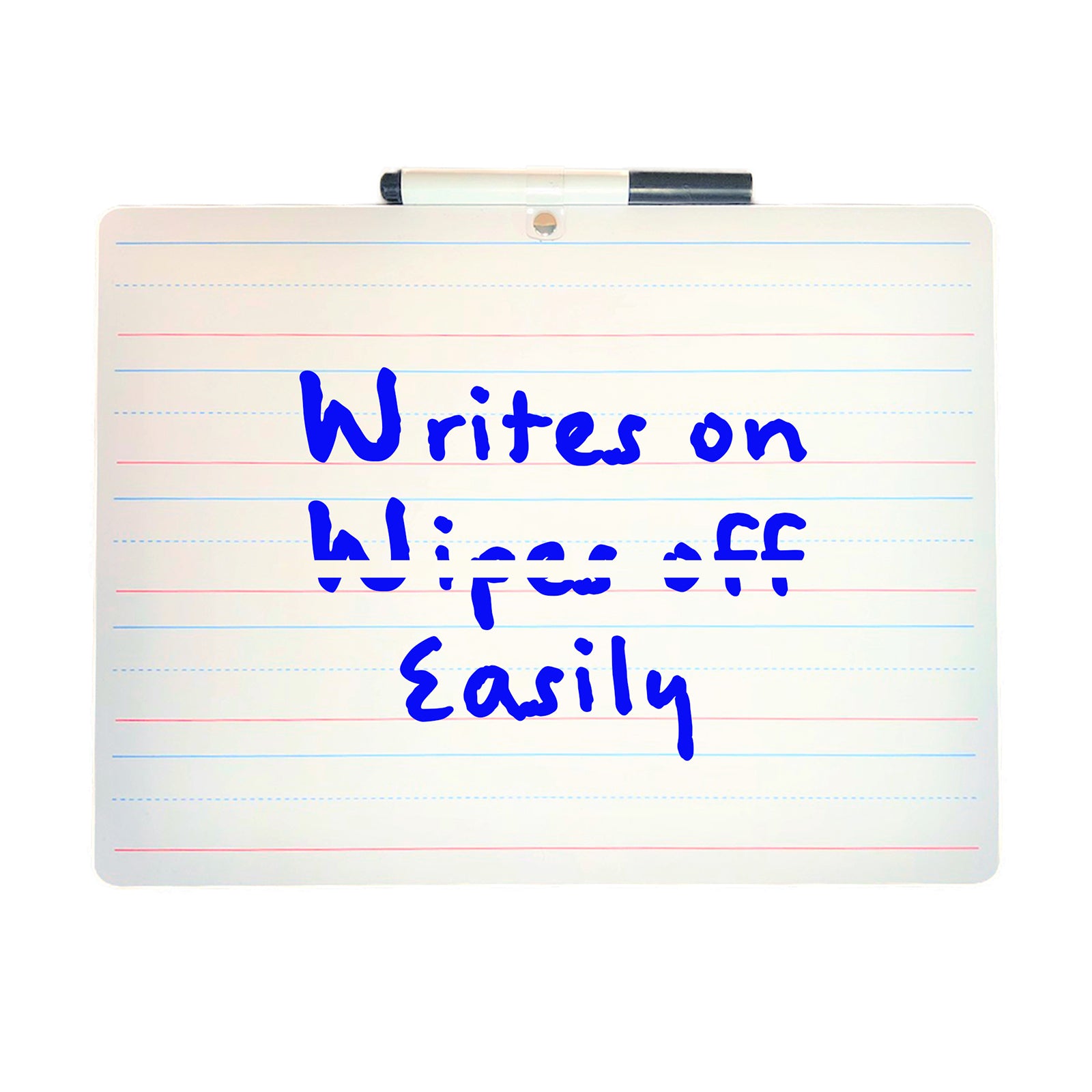 Two-Sided Primary Ruled/Blank Dry Erase Board with Attached Marker, 9" x 12", Single