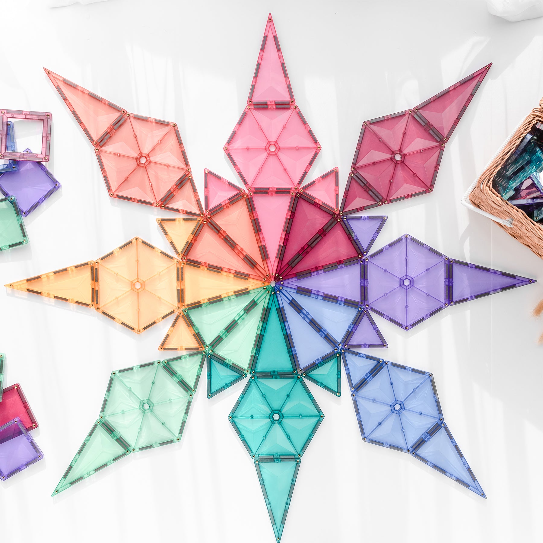 Magnetic Tiles Pastel Geometry Pack, 40 Pieces