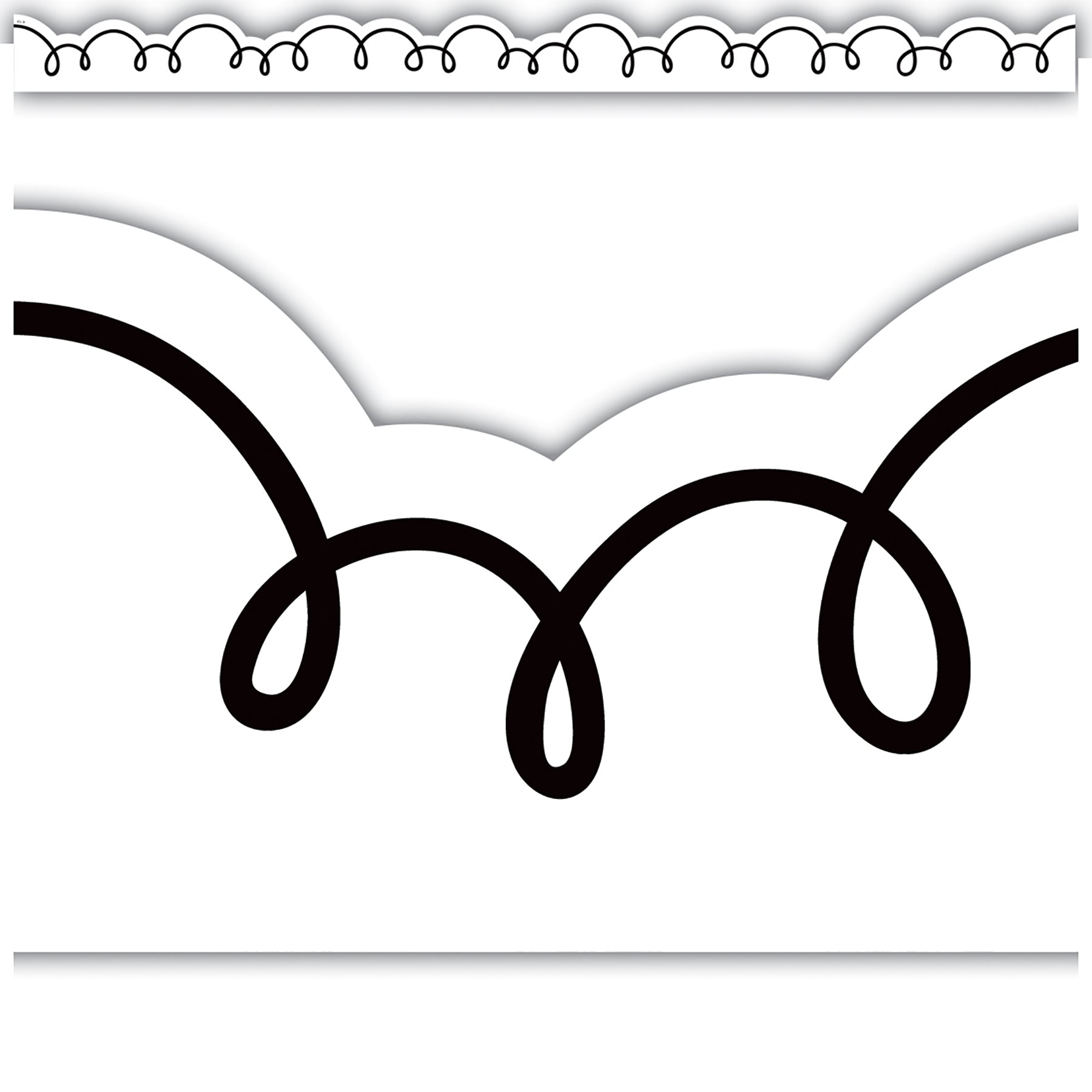 White with Black Squiggles Die-Cut Border Trim, 35 Feet