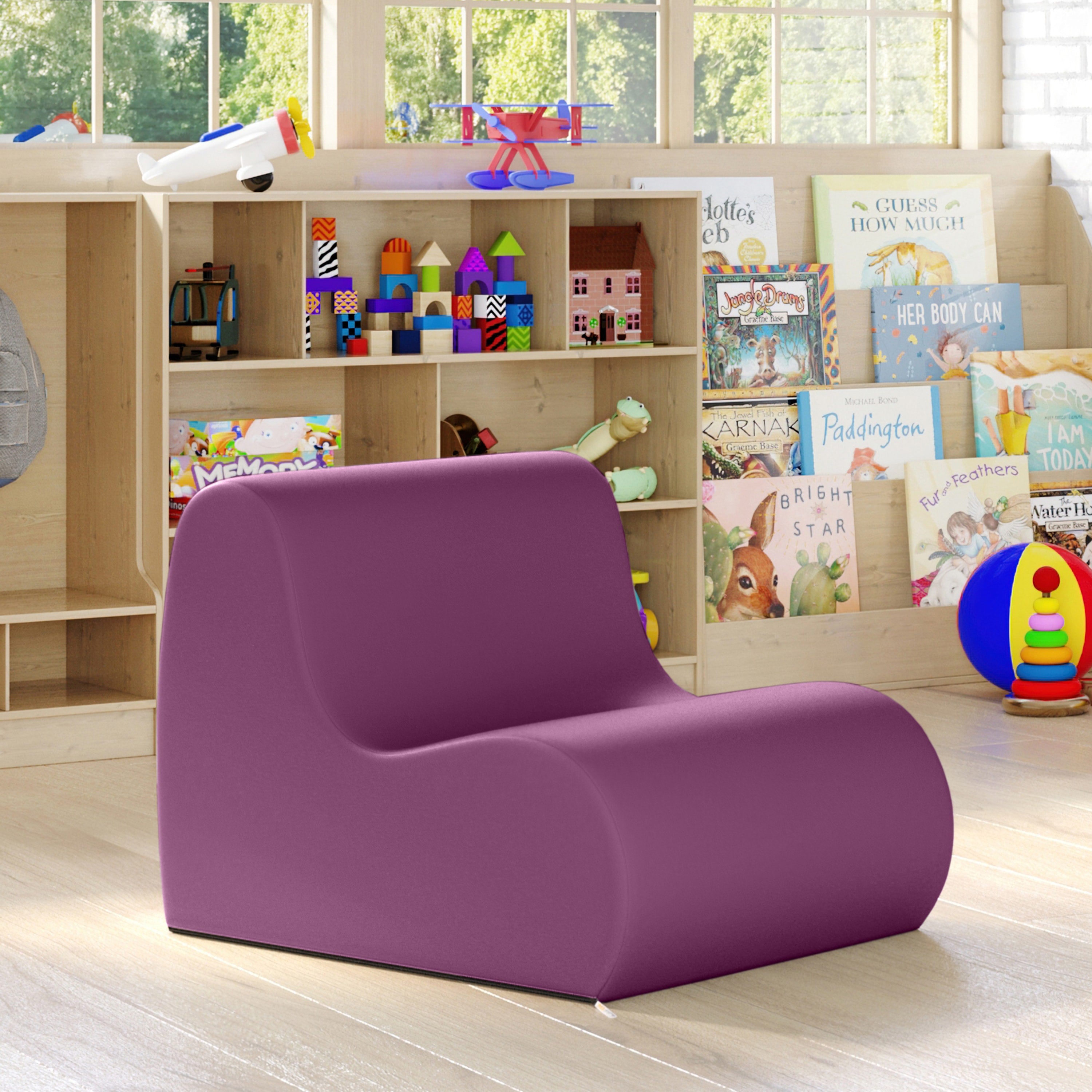 Jaxx Midtown Small Classroom Soft Foam Chair - Premium Vinyl Cover, Purple