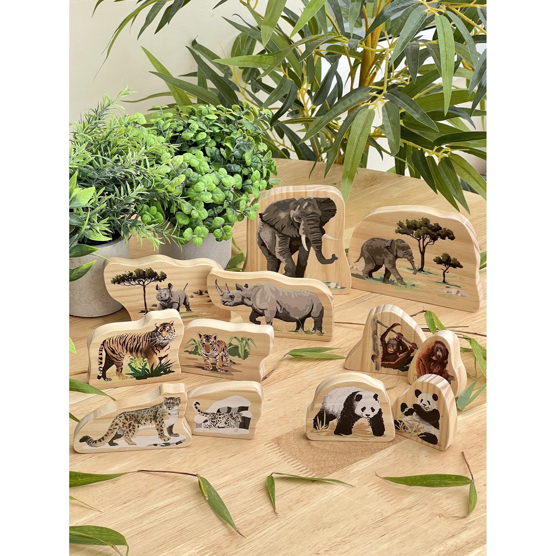 Endangered Animal Families Wooden Characters