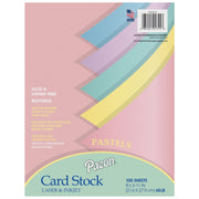 Pastel Card Stock, 5 Assorted Colors, 8-1/2" x 11", 100 Sheets