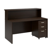 Bush Business Furniture Arrive 60W x 30D Reception Desk with Shelf and Mobile File Cabinet in Mocha Cherry - 59.45" Width x 29.37" Depth x 43.71" Height