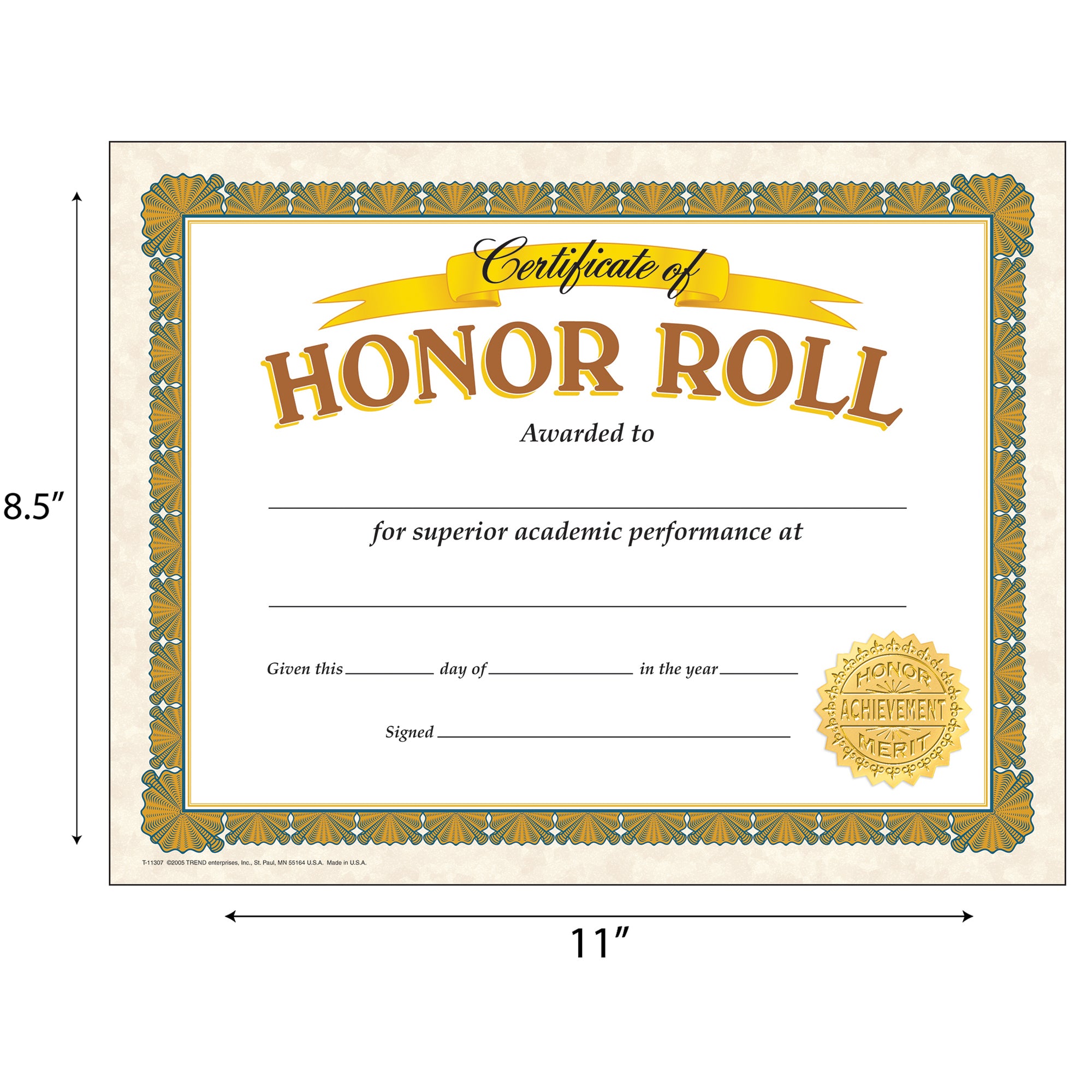 Honor Roll Classic Certificates, 30 ct