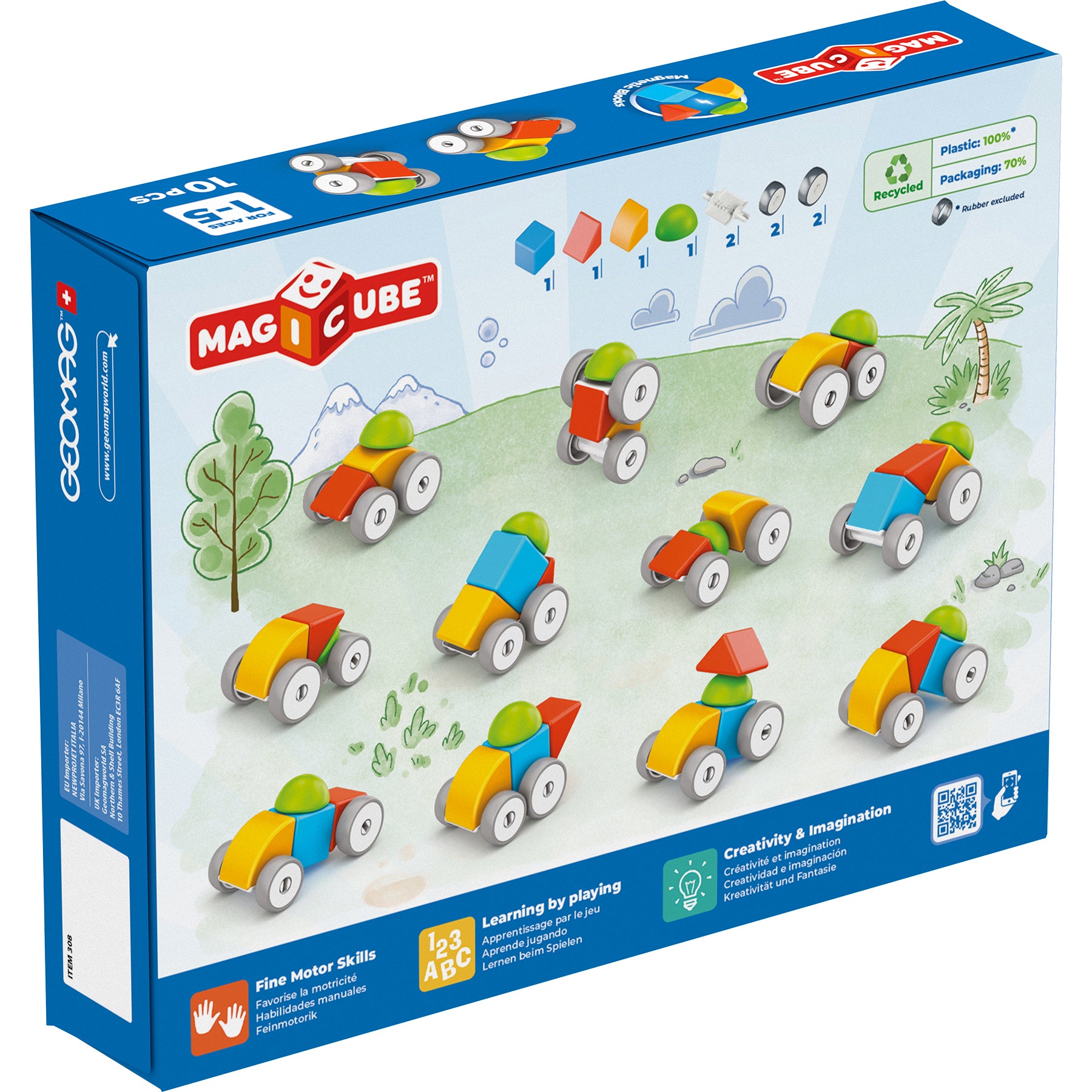 Geomag™ Magicube Magnetic Building Cubes, Cars, 10 Pieces