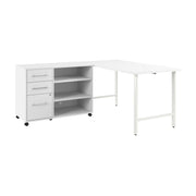 Bush Business Furniture Hustle 60W x 30D Computer Desk and Storage Cabinet with Drawers and Shelves in White - 59.44" Width x 29.37" Depth x 30.07" Height