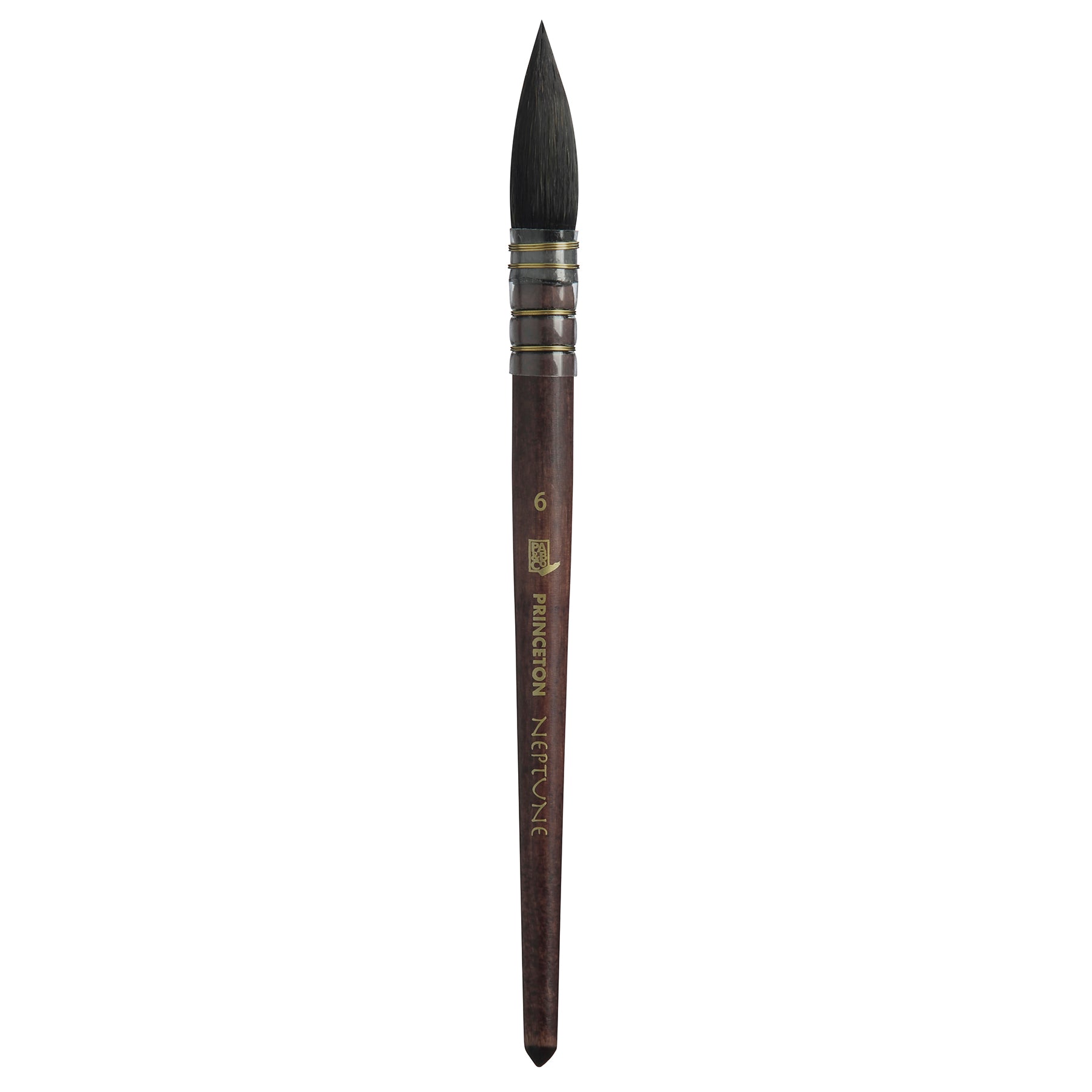 Neptune Quill Brush, Synthetic Bristles, Short Handle Watercolor Paintbrush, Dark Wood, Size 6, 1 Count