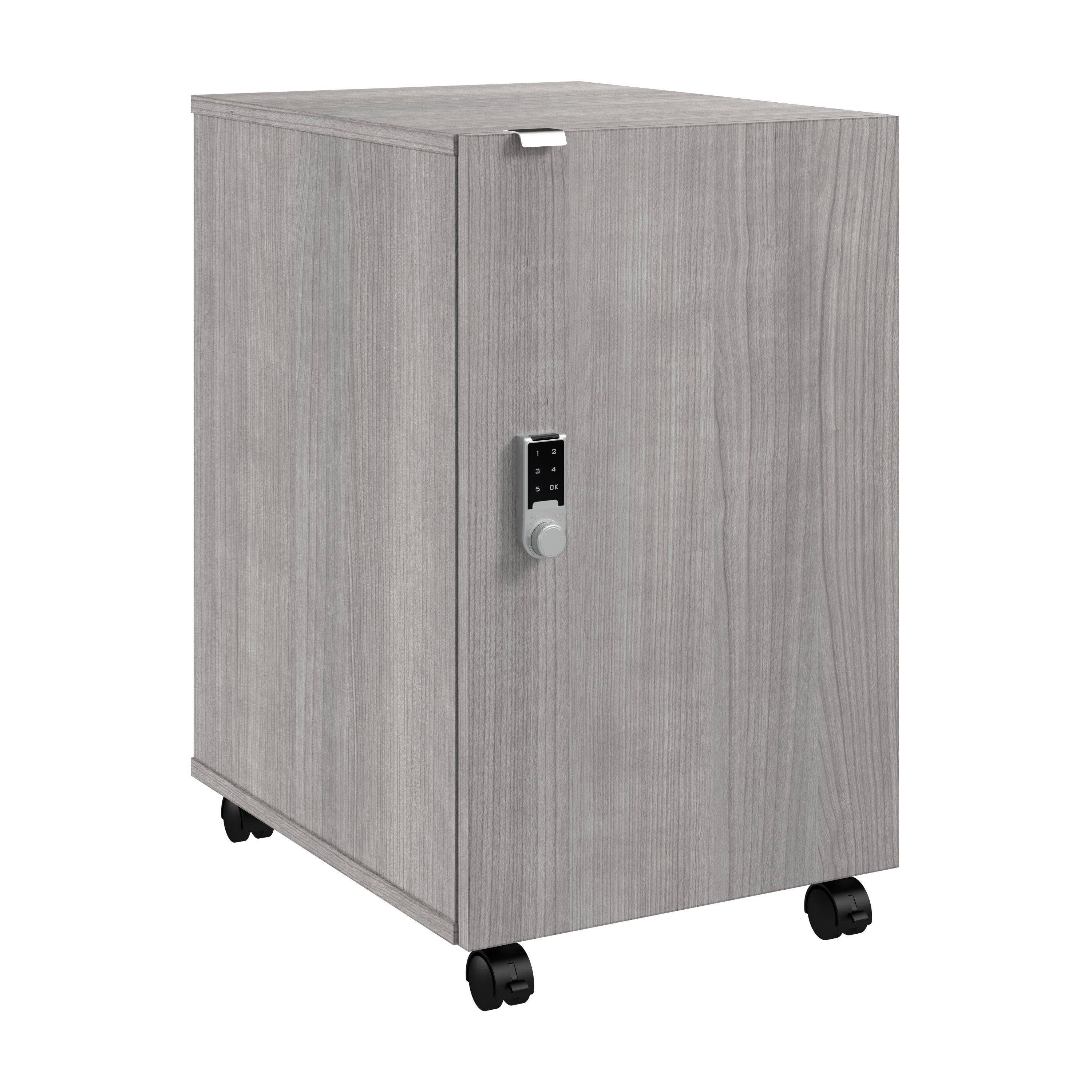 Bush Business Furniture Assure Mobile File Cabinet with Drawer, Door, and Keypad Lock in Platinum Gray - 15.65" Width x 20.24" Depth x 25.91" Height