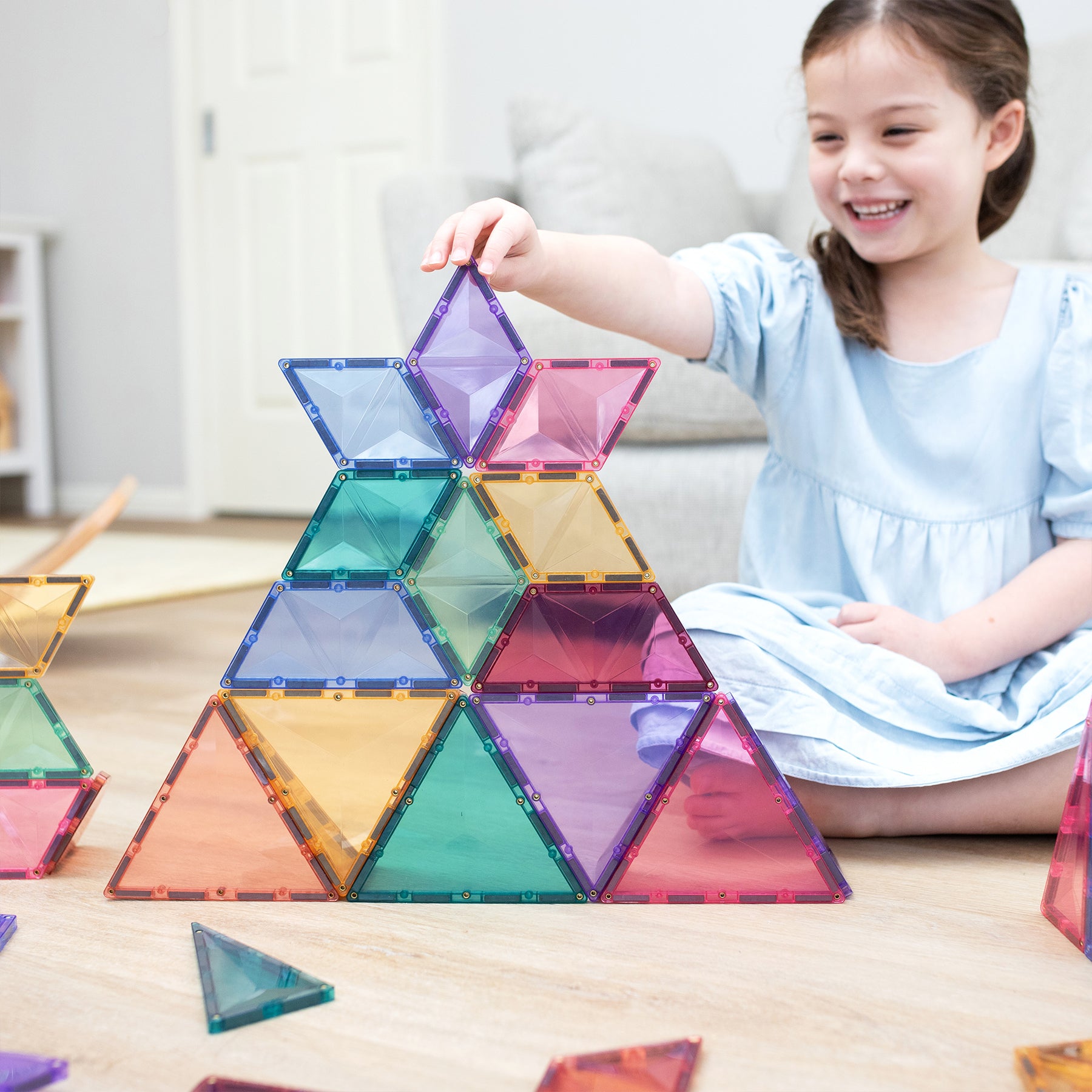 Magnetic Tiles Pastel Shape Expansion Pack, 48 Pieces