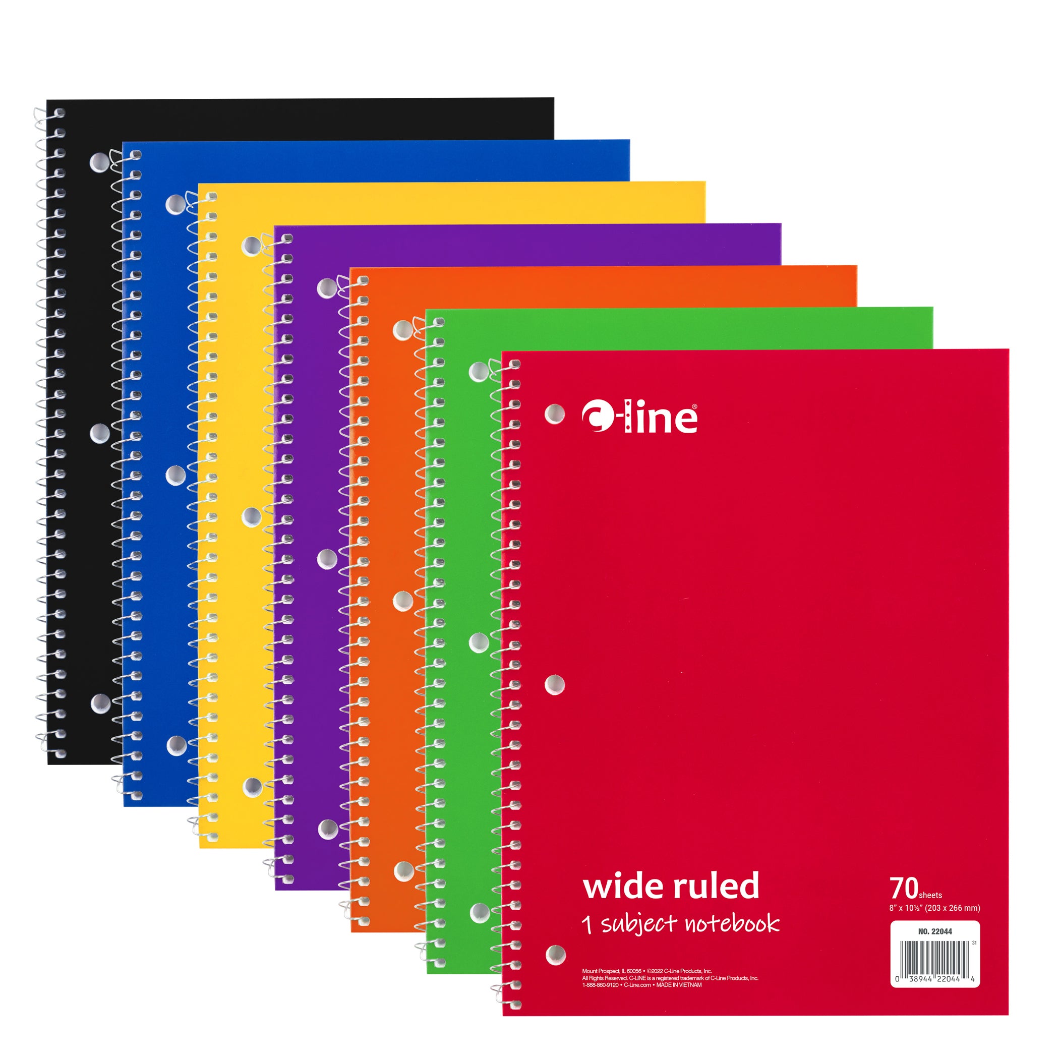 1-Subject Notebook, 70 Page, Wide Ruled, Purple