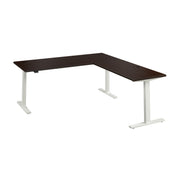 Bush Business Furniture Move 60 Series 72W Height Adjustable L Shaped Standing Desk in Mocha Cherry with White Base - 71.02" Width x 76.97" Depth x 27.44" Height